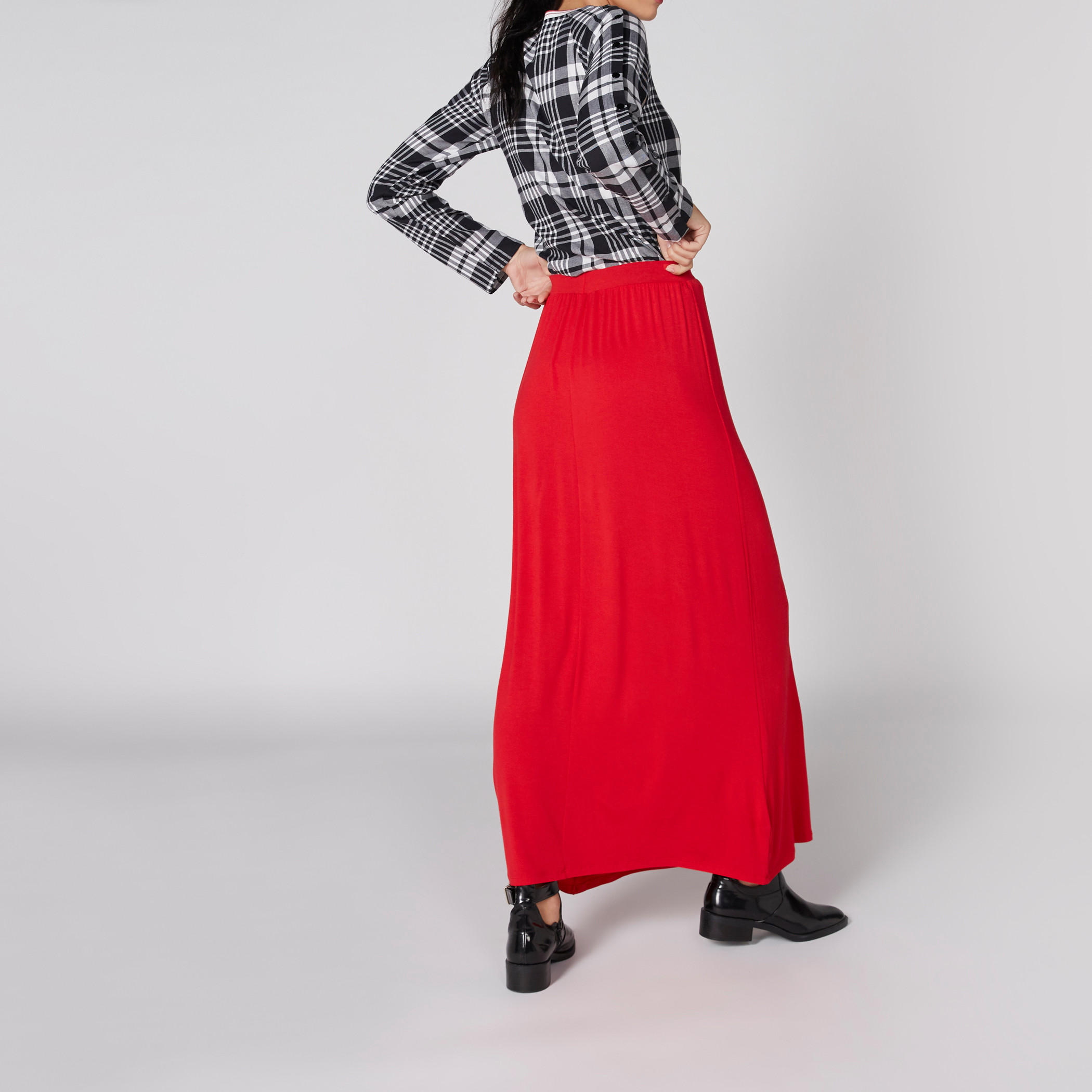تنورة طويلة إيه لاين بخصر مطاطي-women-clothing-bottoms-skirts-image-2