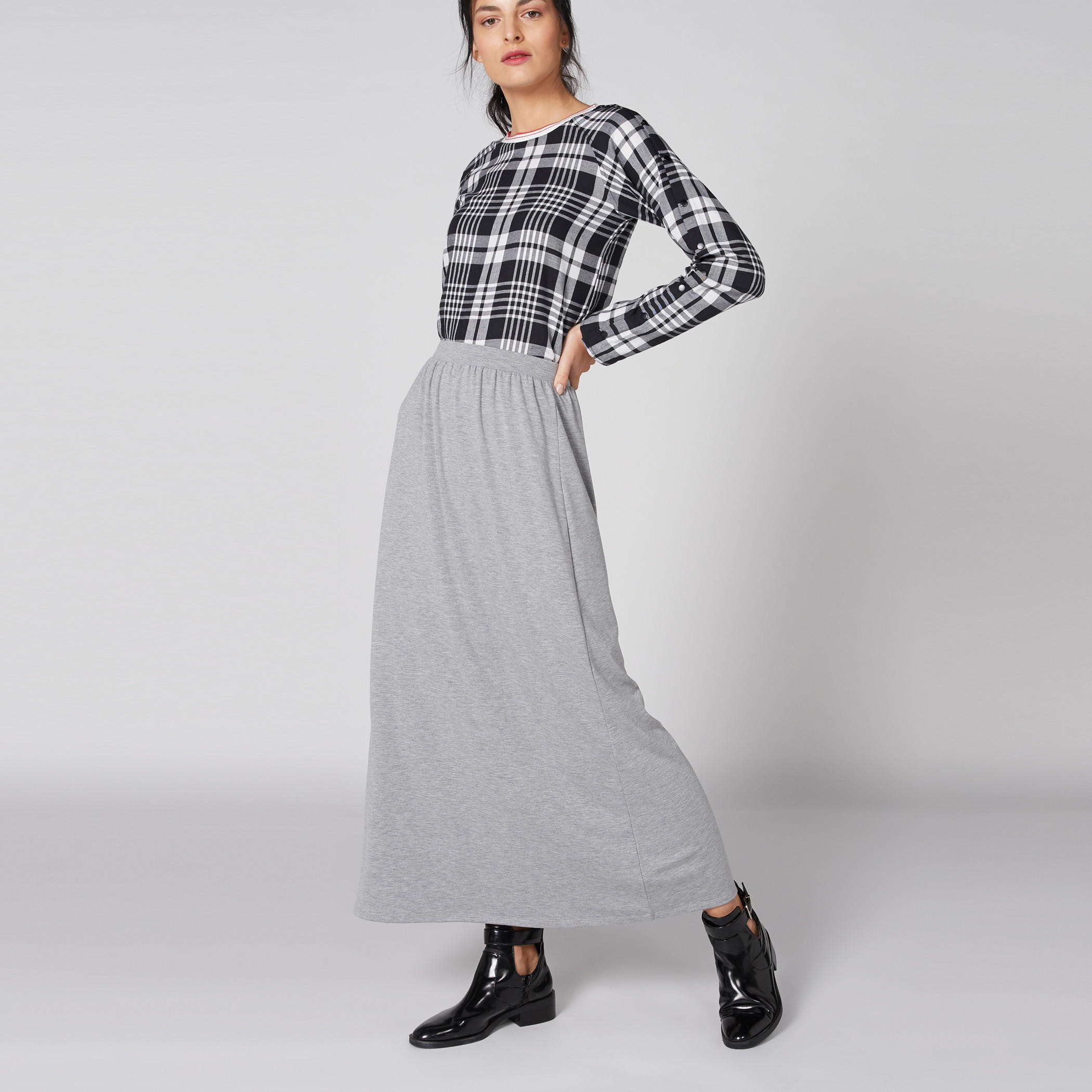 تنورة طويلة إيه لاين بخصر مطاطي-women-clothing-bottoms-skirts-image-1
