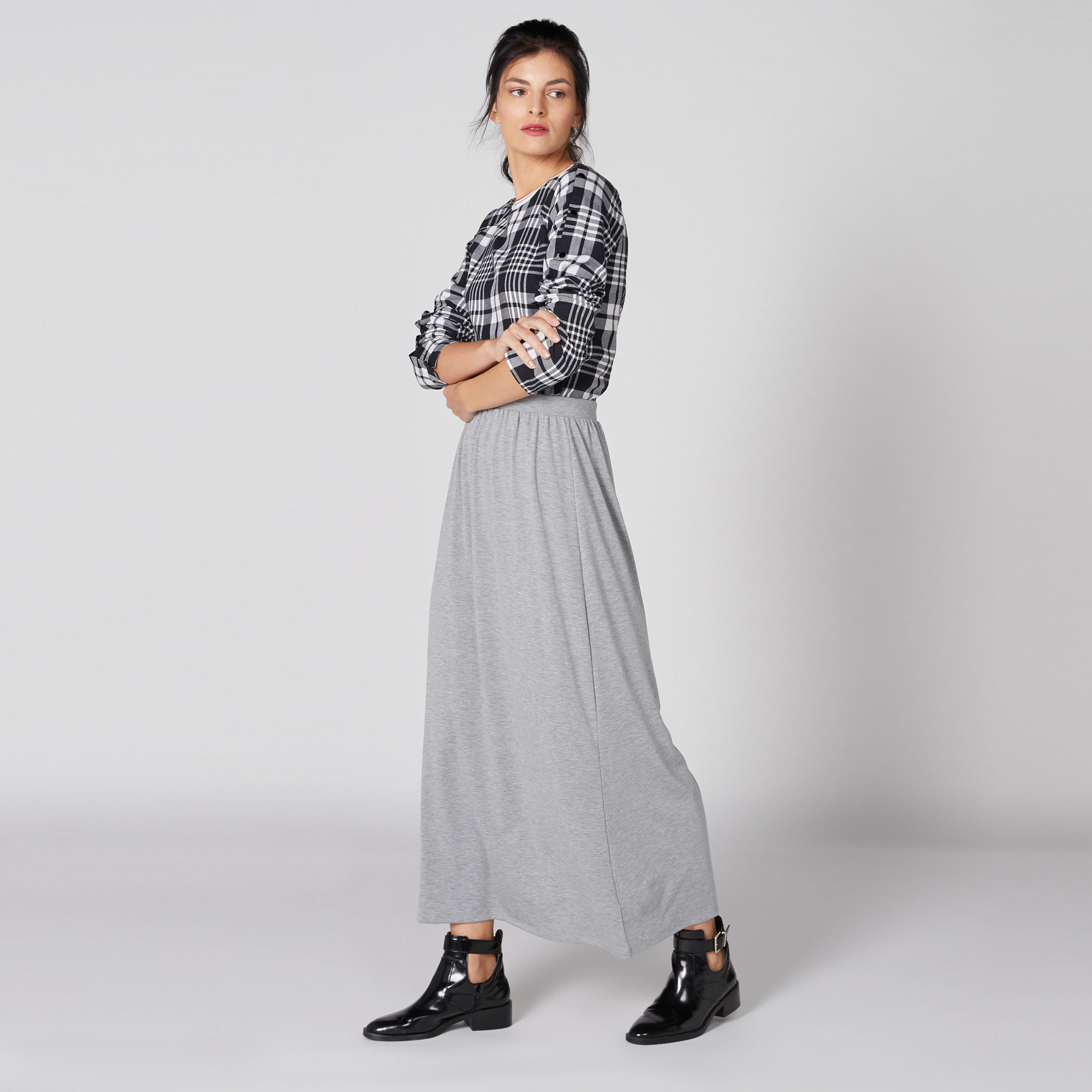 تنورة طويلة إيه لاين بخصر مطاطي-women-clothing-bottoms-skirts-image-3