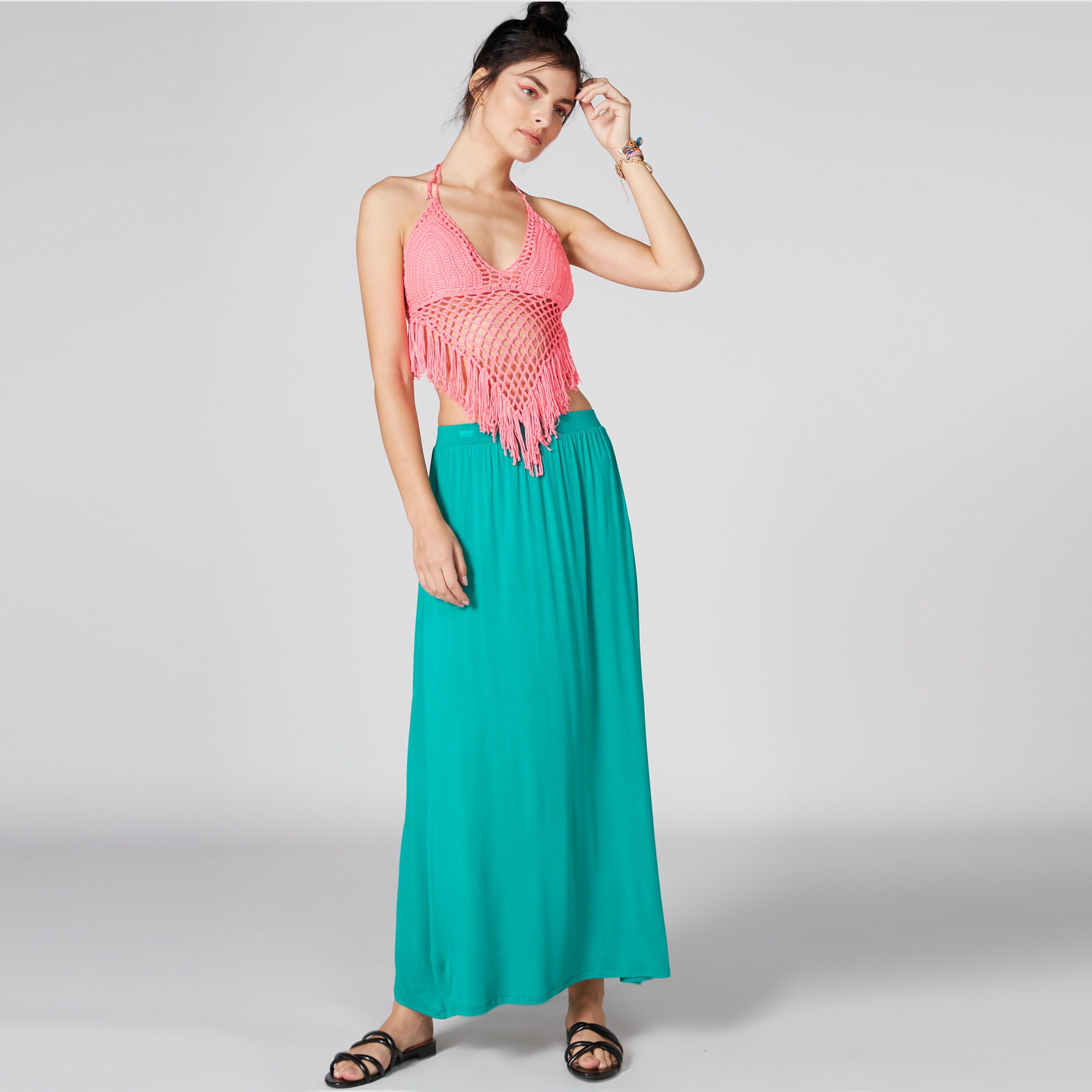 تنورة طويلة بخصر مطّاطي-women-clothing-bottoms-skirts-image-1