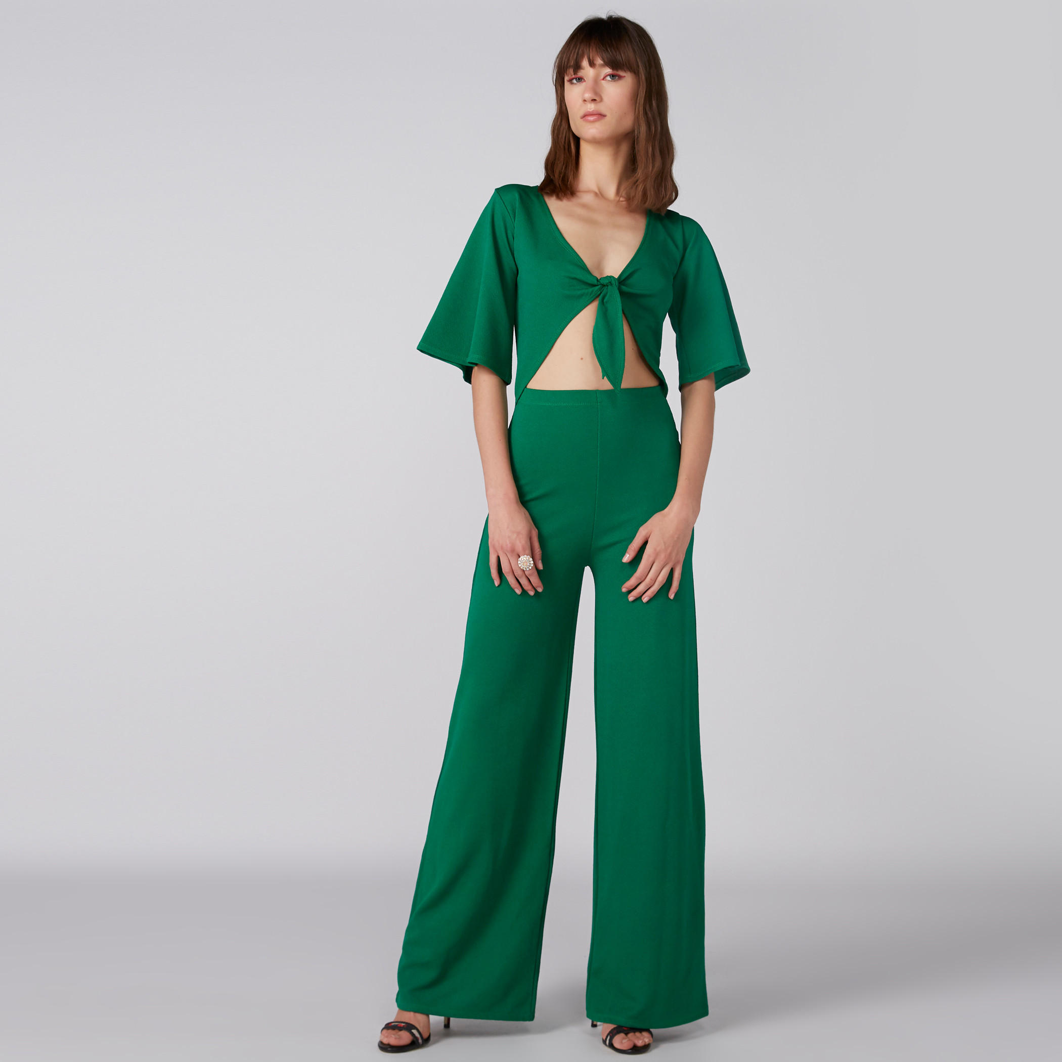 Full Length Jump Suit with Flared Sleeves and Knot Detail-women-clothing-jumpsuits-image-1