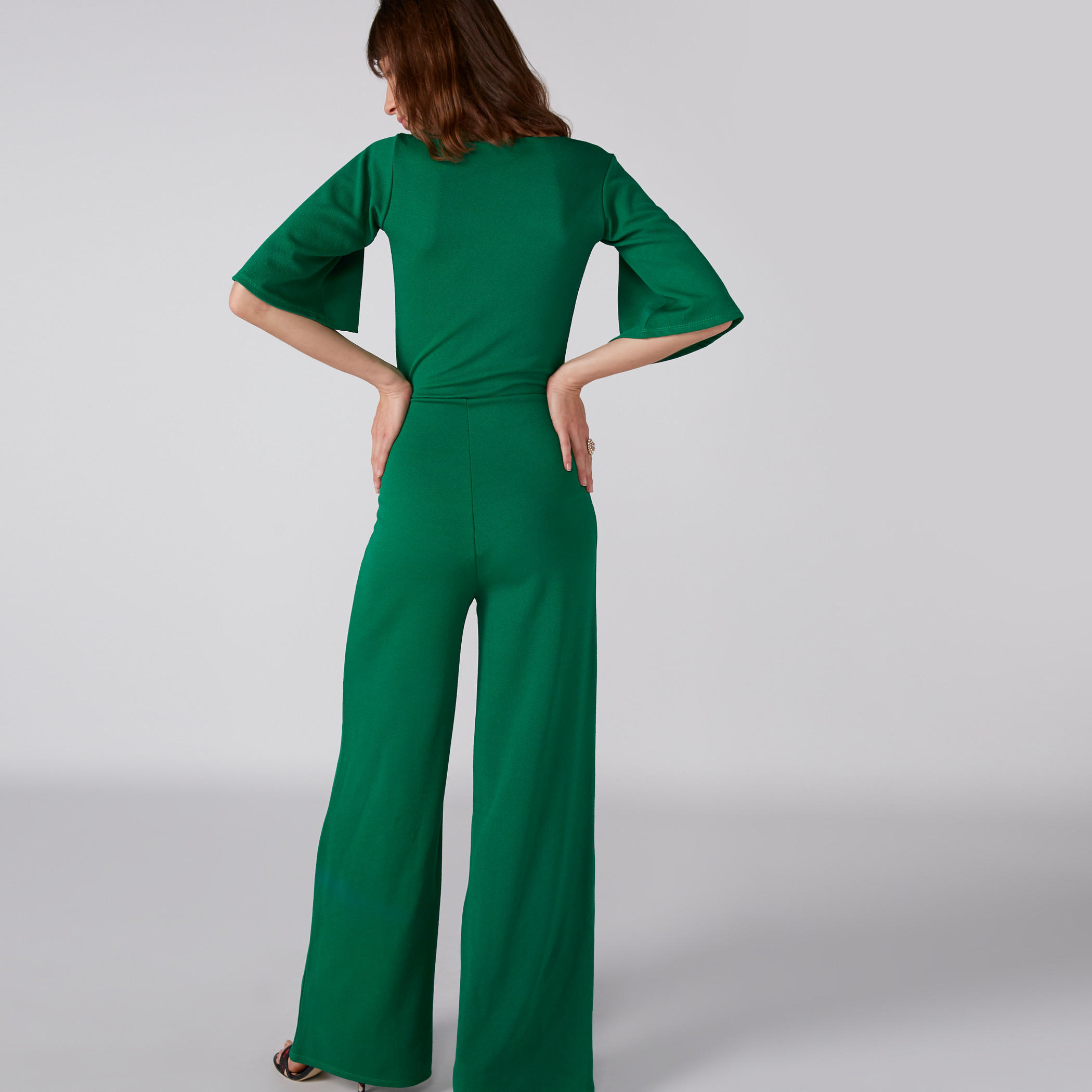 Full Length Jump Suit with Flared Sleeves and Knot Detail-women-clothing-jumpsuits-image-2