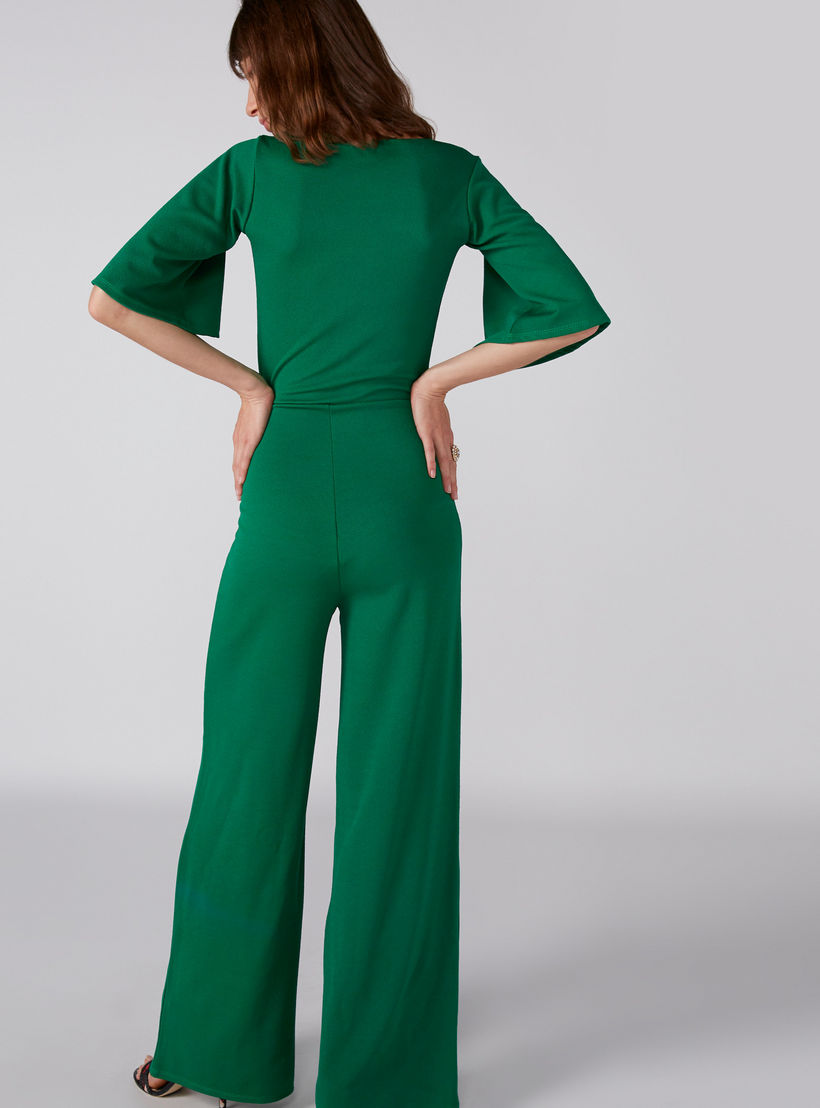 Full Length Jump Suit with Flared Sleeves and Knot Detail-women-clothing-jumpsuits-image-2