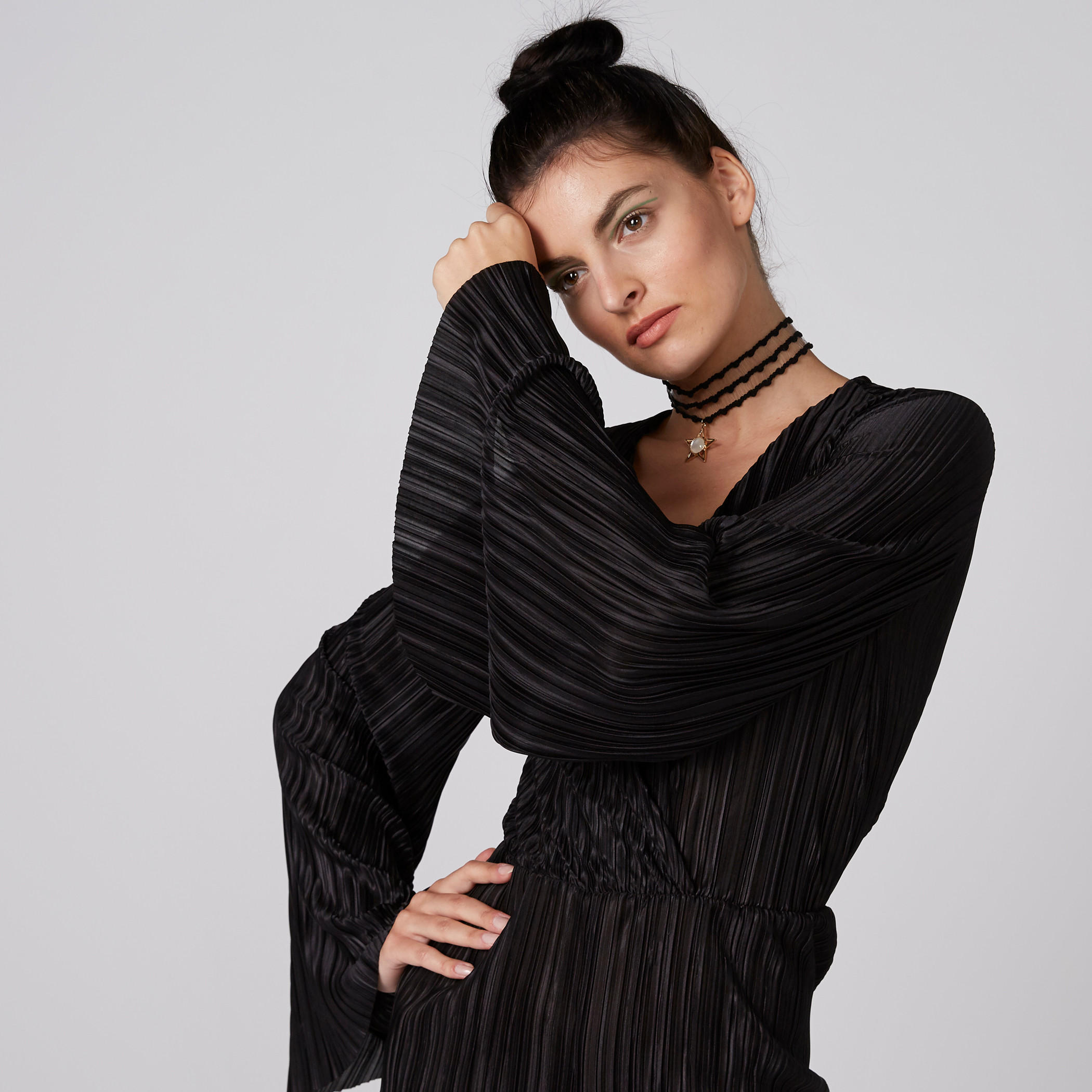 Textured Playsuit with Flared Sleeves-women-clothing-jumpsuits-image-1