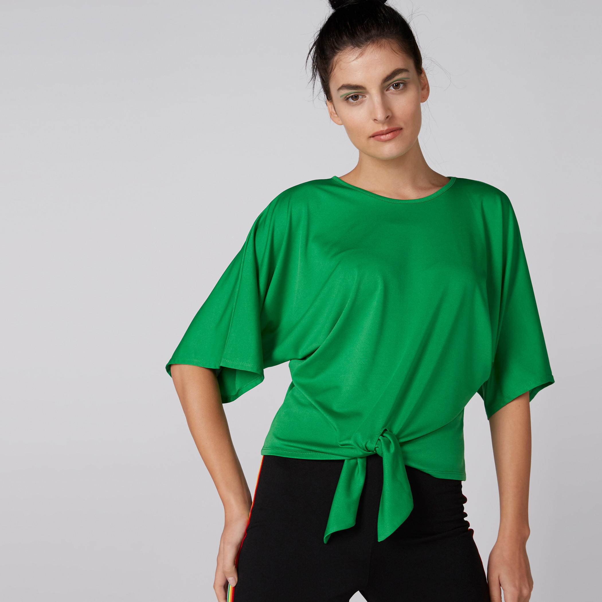 بلوزة بياقة مستديرة وأكمام متصلة ورباط-women-clothing-shirtsandblouses-blouses-image-3