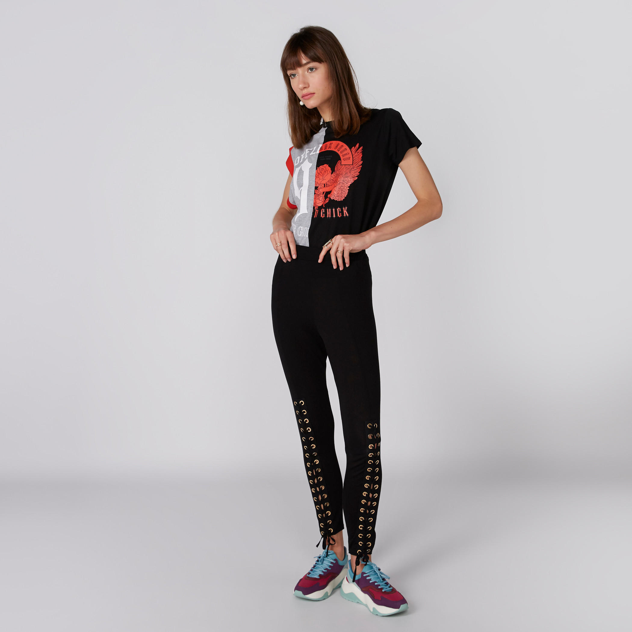 Full Length Leggings with Elasticised Waistband and Tie Ups-women-clothing-bottoms-leggings-image-1