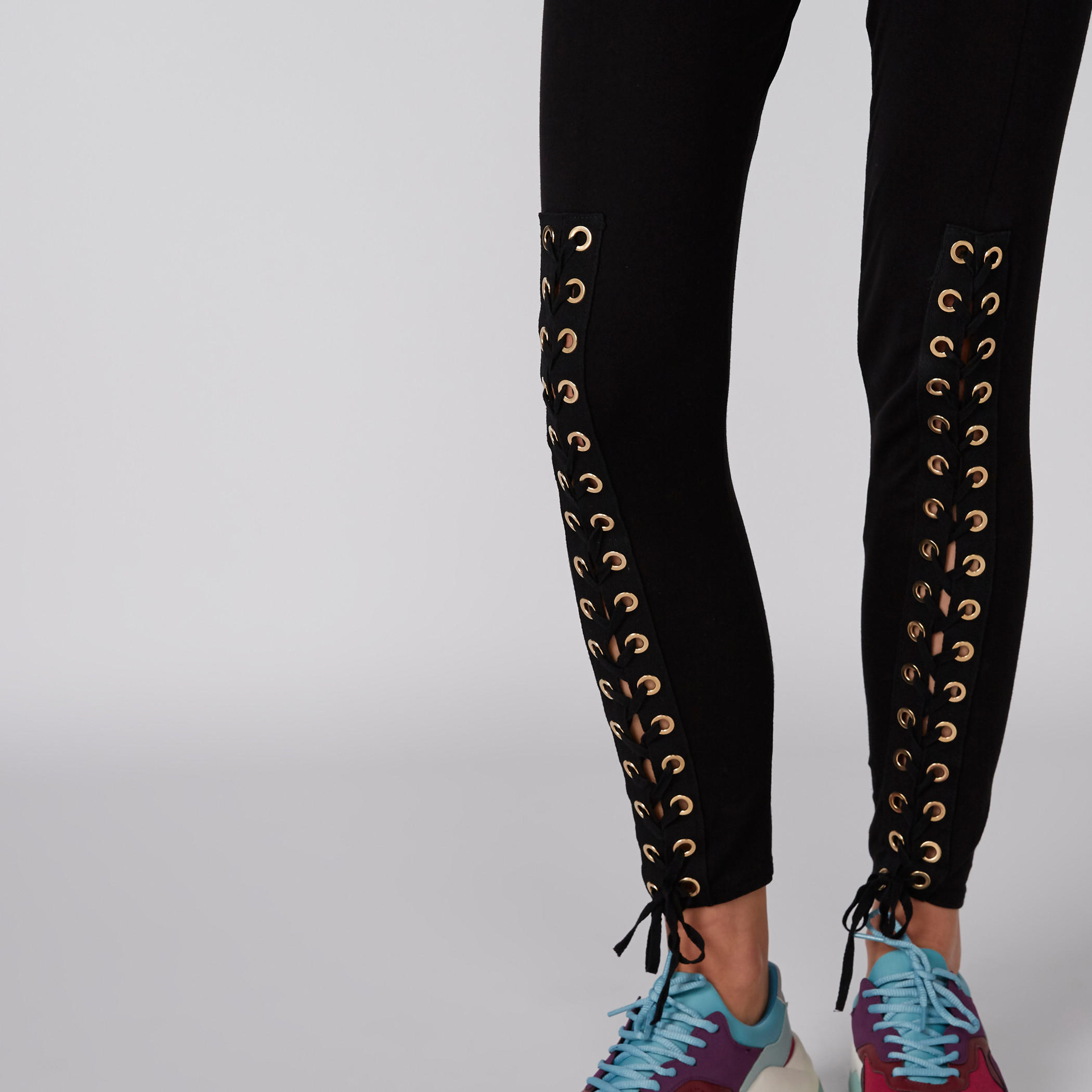 Full Length Leggings with Elasticised Waistband and Tie Ups-women-clothing-bottoms-leggings-image-3