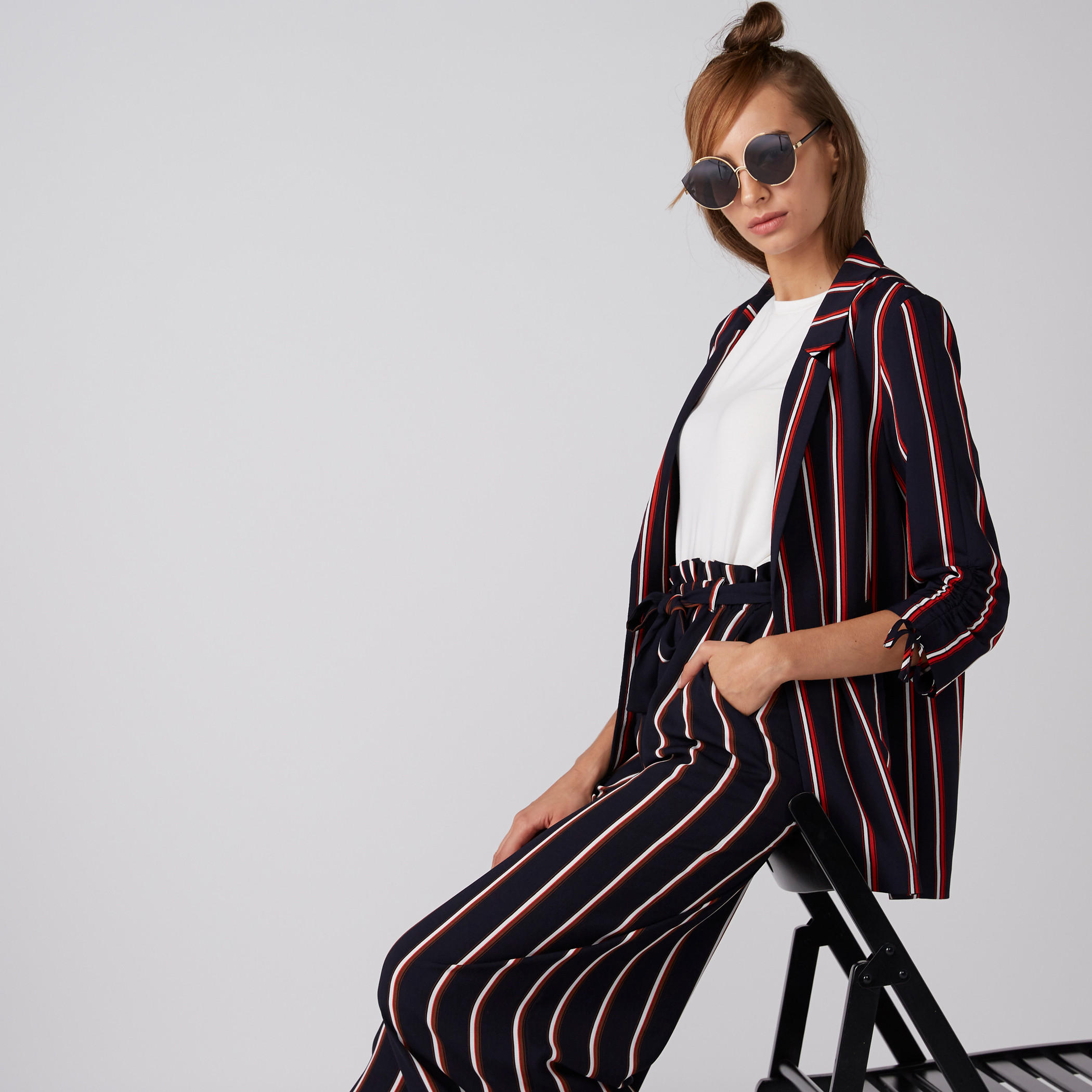 Striped Jacket with Notched Lapel and Tie Ups-women-clothing-coatsandjackets-blazers-image-3