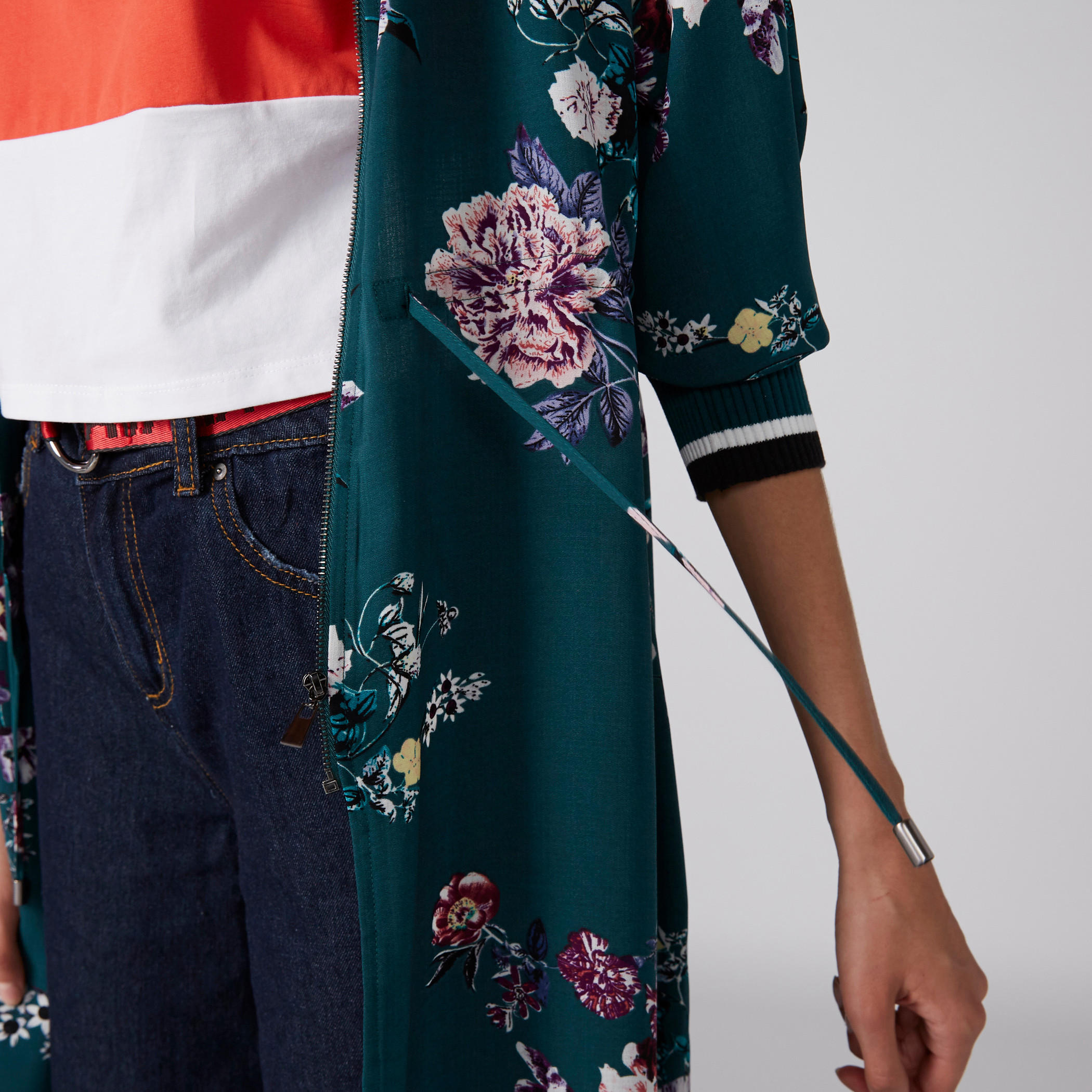 Floral Printed Longline Jacket with 3/4 Sleeves and Tie Ups-women-winterwear-coatsandjackets-jackets-image-4