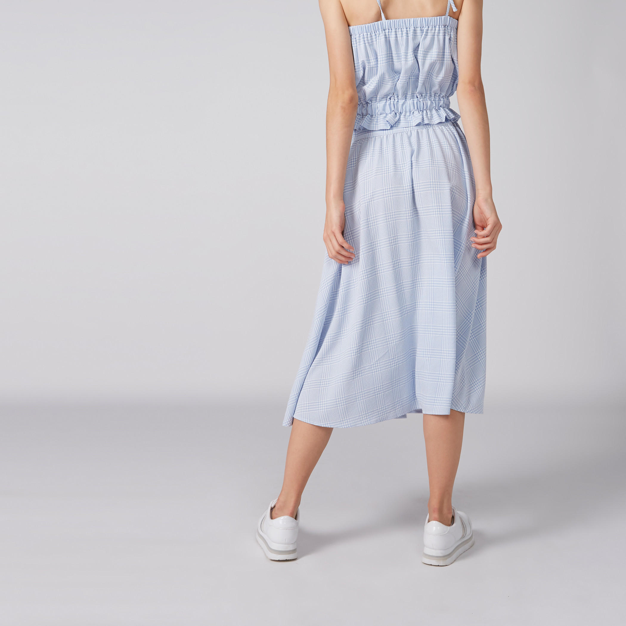 Chequered Midi Skirt with Elasticised Waistband and Button Closure-women-clothing-bottoms-skirts-image-2