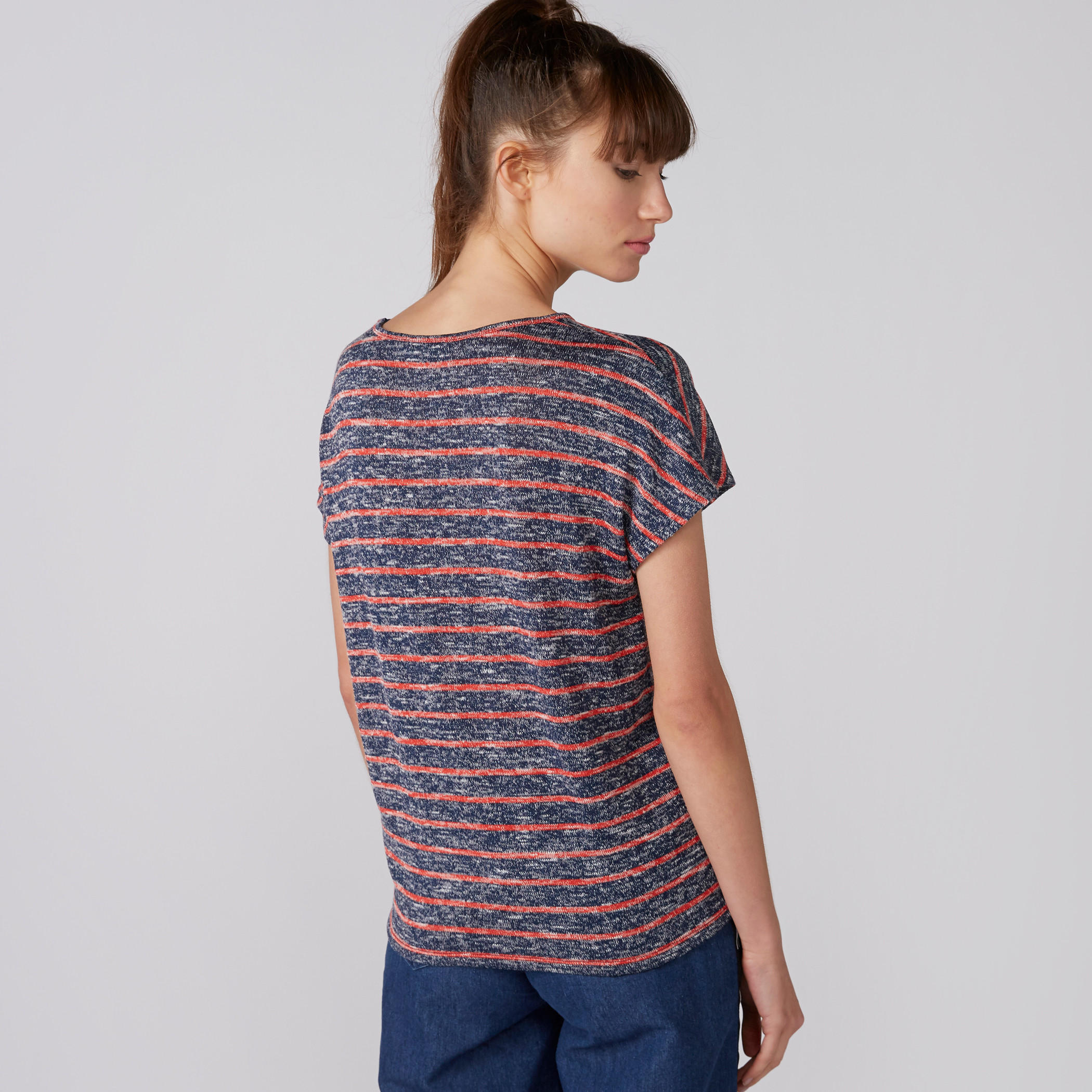 Striped Top with Extended Sleeves and Tie Ups-women-clothing-tshirts-image-2