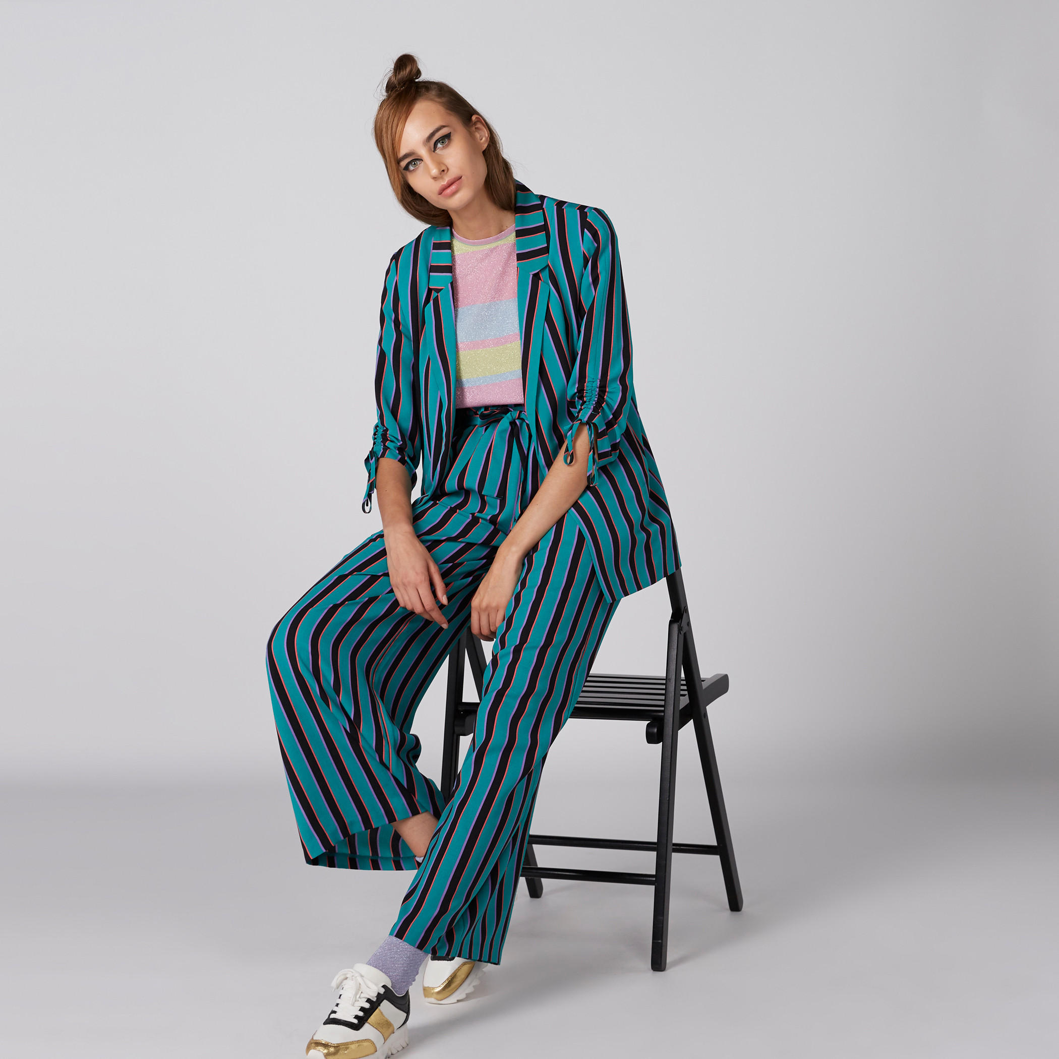 بنطال بالازو مقلم بجيوب وأربطة-women-clothing-bottoms-trousers-image-1