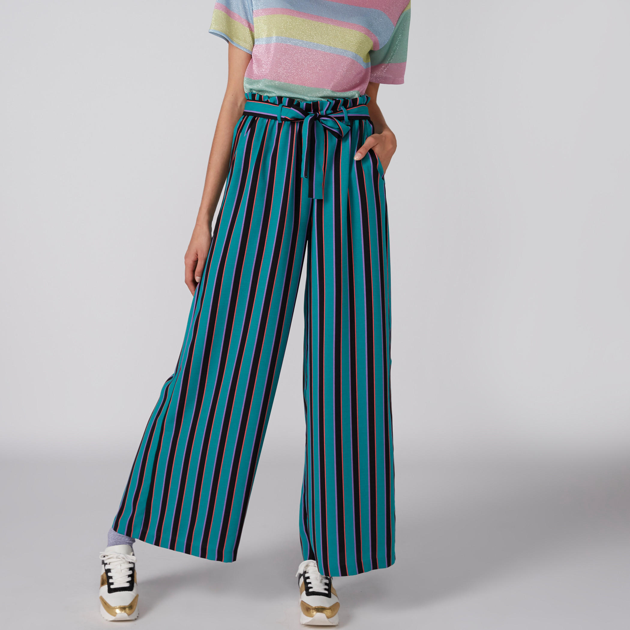 بنطال بالازو مقلم بجيوب وأربطة-women-clothing-bottoms-trousers-image-3