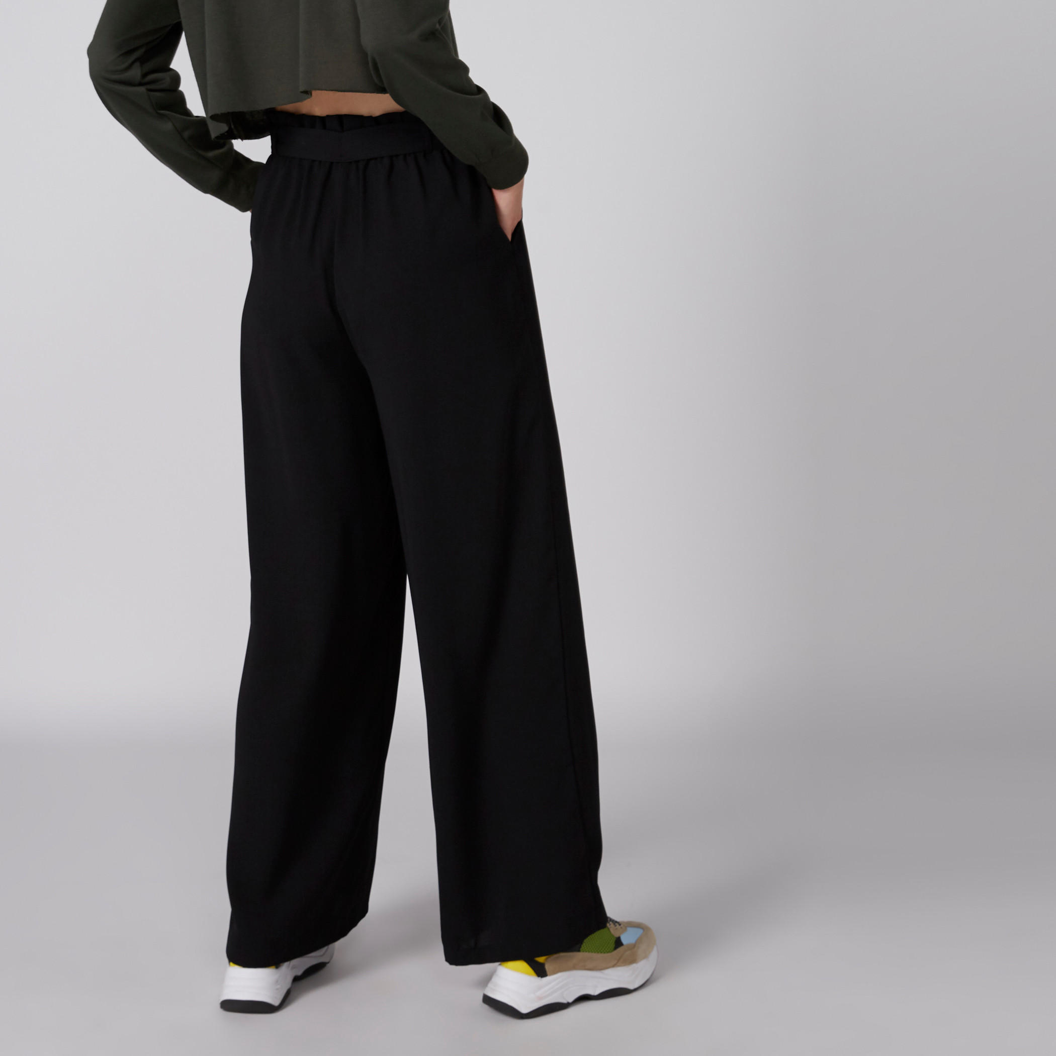 بنطال بالازو مقلم بجيوب وأربطة-women-clothing-bottoms-trousers-image-2
