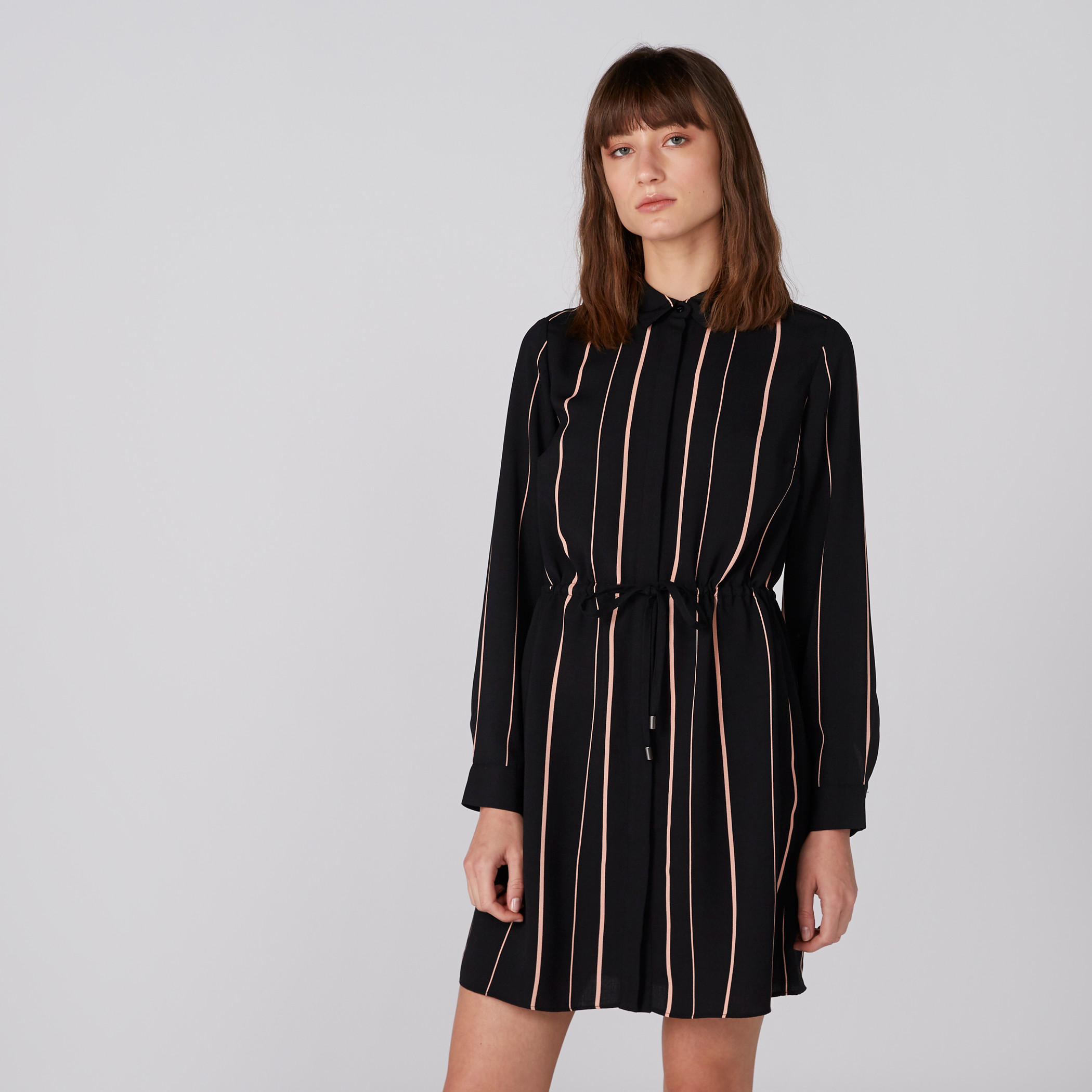 فستان قميص مقلم بأكمام طويلة وأربطة-women-clothing-dresses-image-4