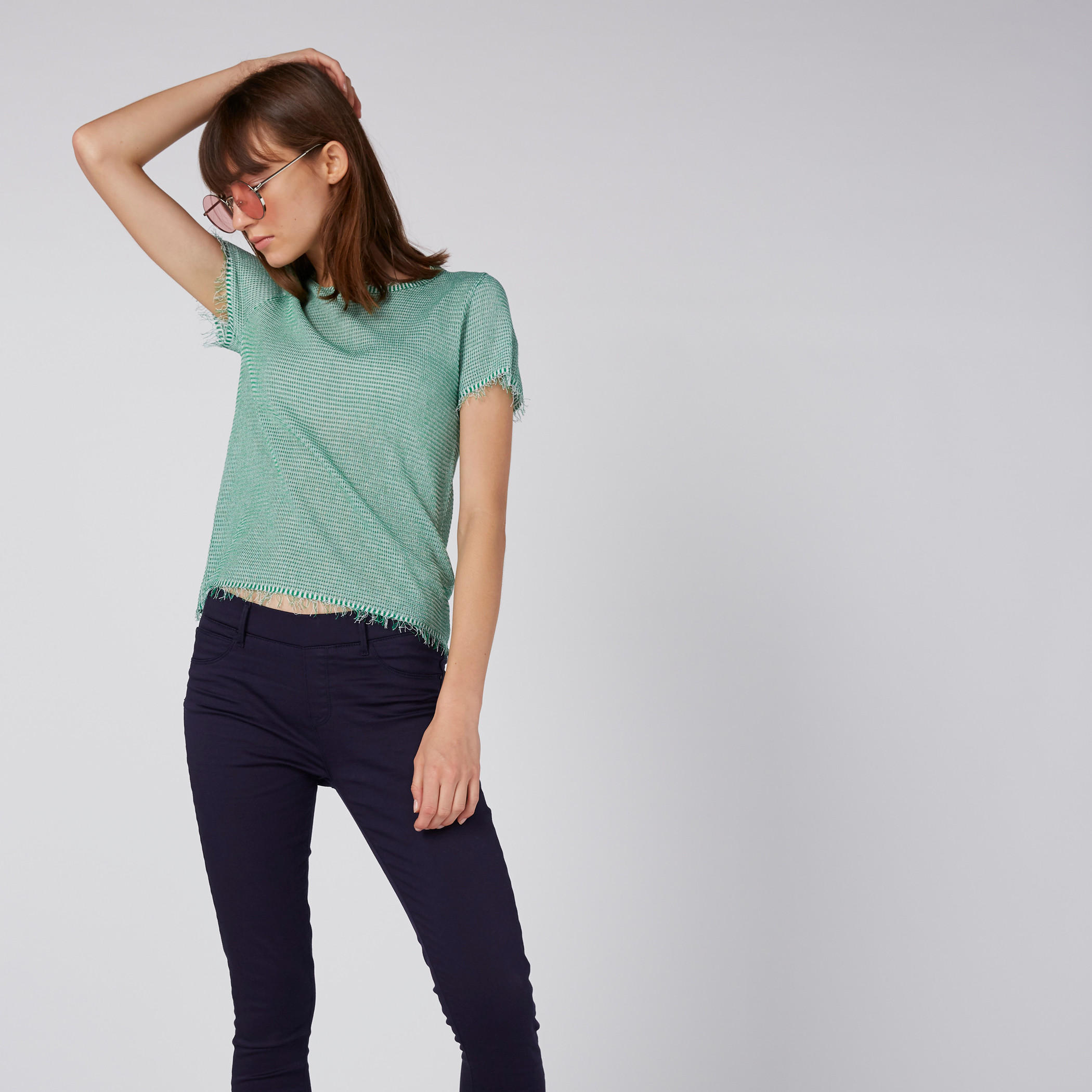 بلوزة بياقة مستديرة وأكمام قصيرة-women-clothing-shirtsandblouses-blouses-image-4