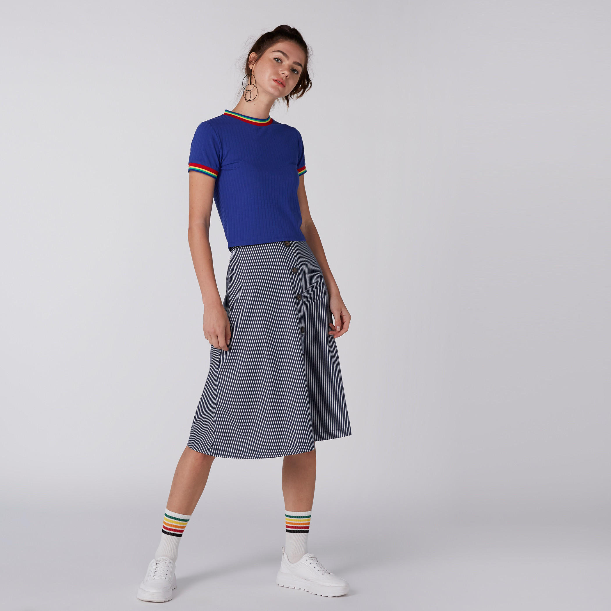 Ribbed Crop T-Shirt with Short Sleeves-women-clothing-tshirts-image-2
