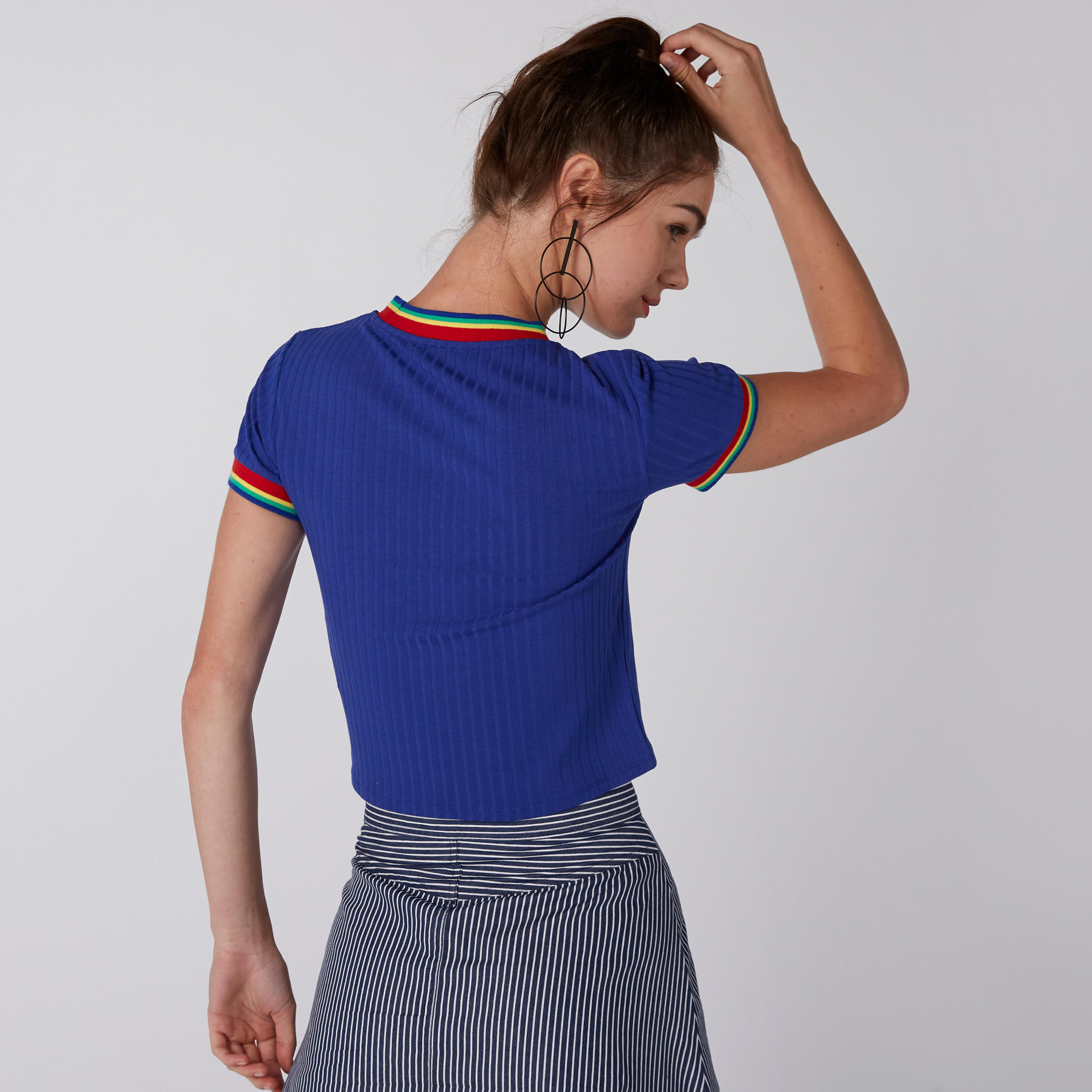 Ribbed Crop T-Shirt with Short Sleeves-women-clothing-tshirts-image-3