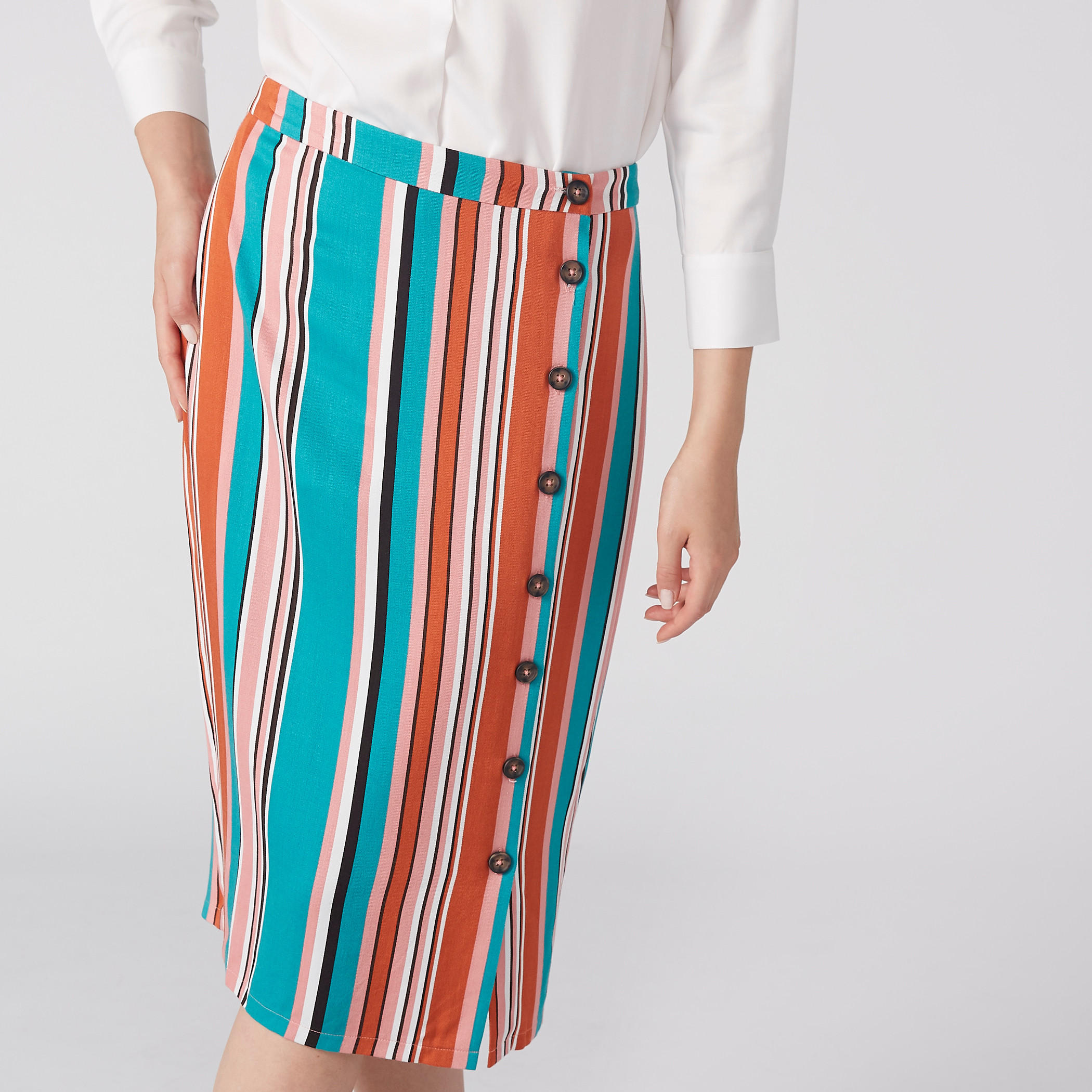Striped Midi Pencil Skirt with Button Detail-women-clothing-bottoms-skirts-image-3