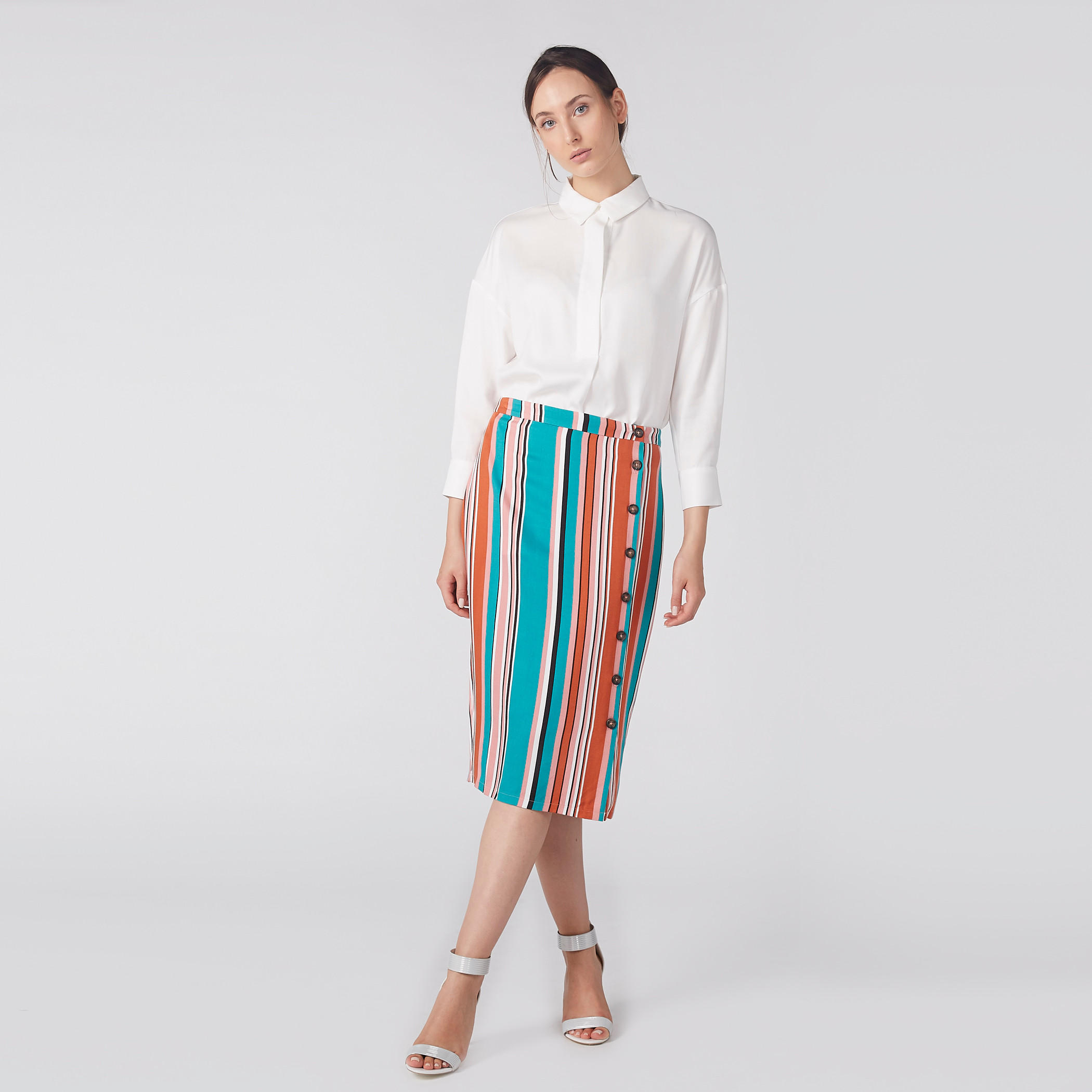 Striped Midi Pencil Skirt with Button Detail-women-clothing-bottoms-skirts-image-5