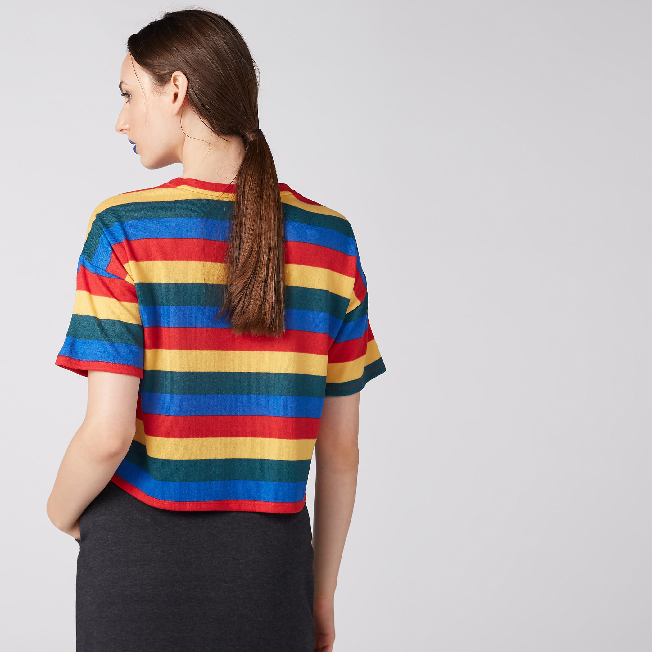 Striped T-Shirt with Drop Shoulder Sleeves-women-clothing-tshirts-image-2