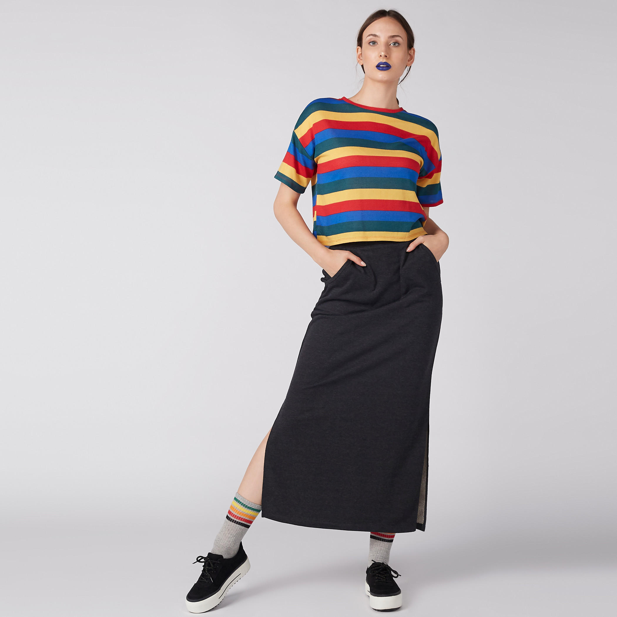 Striped T-Shirt with Drop Shoulder Sleeves-women-clothing-tshirts-image-3