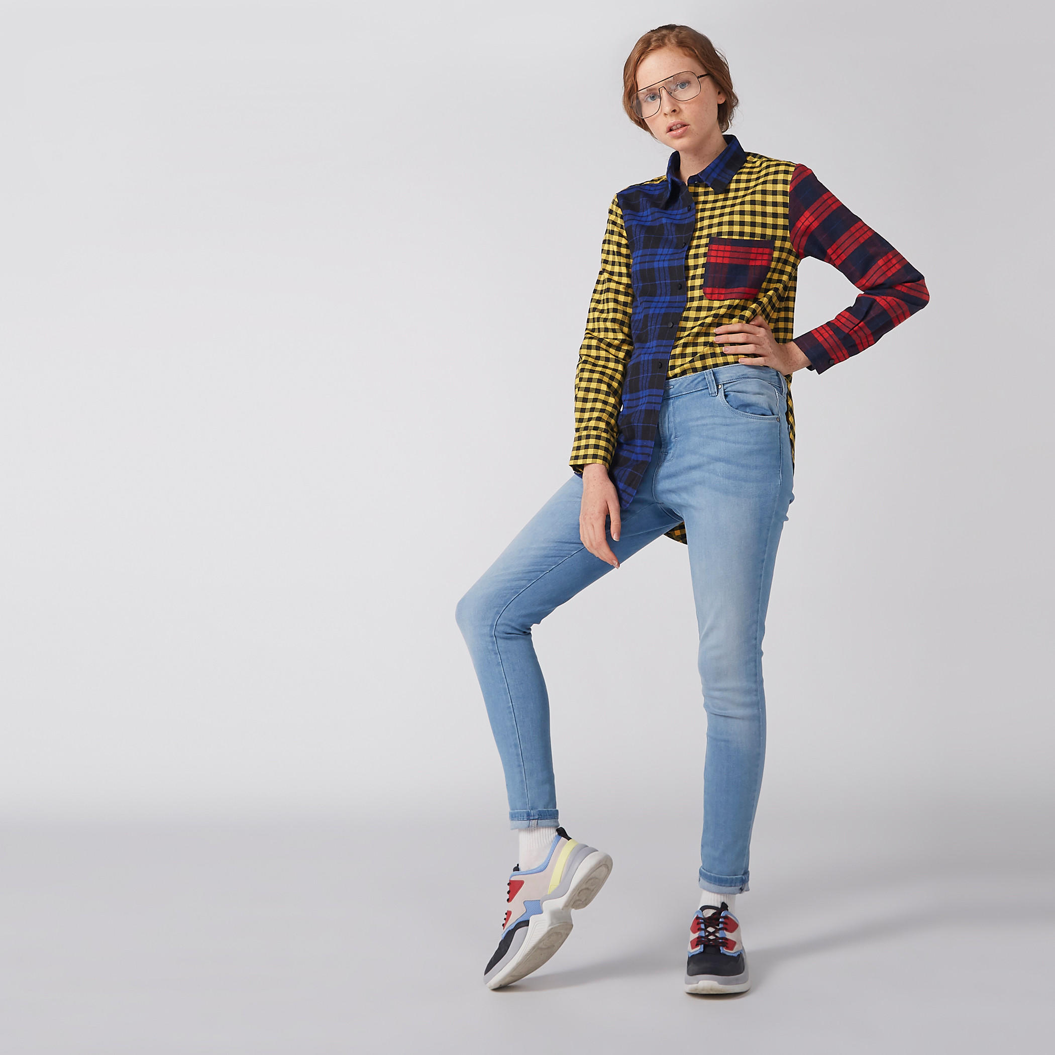 قميص كاروهات بأكمام طويلة وحوّاف غير مستوية-women-clothing-shirtsandblouses-shirts-image-1
