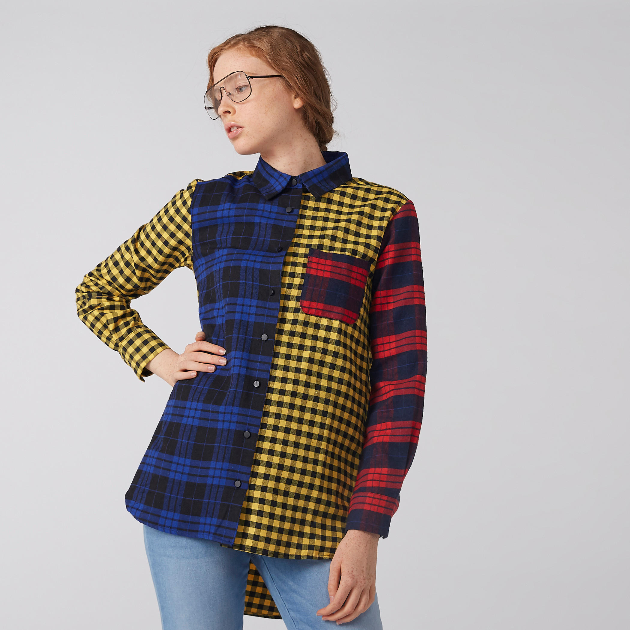قميص كاروهات بأكمام طويلة وحوّاف غير مستوية-women-clothing-shirtsandblouses-shirts-image-4