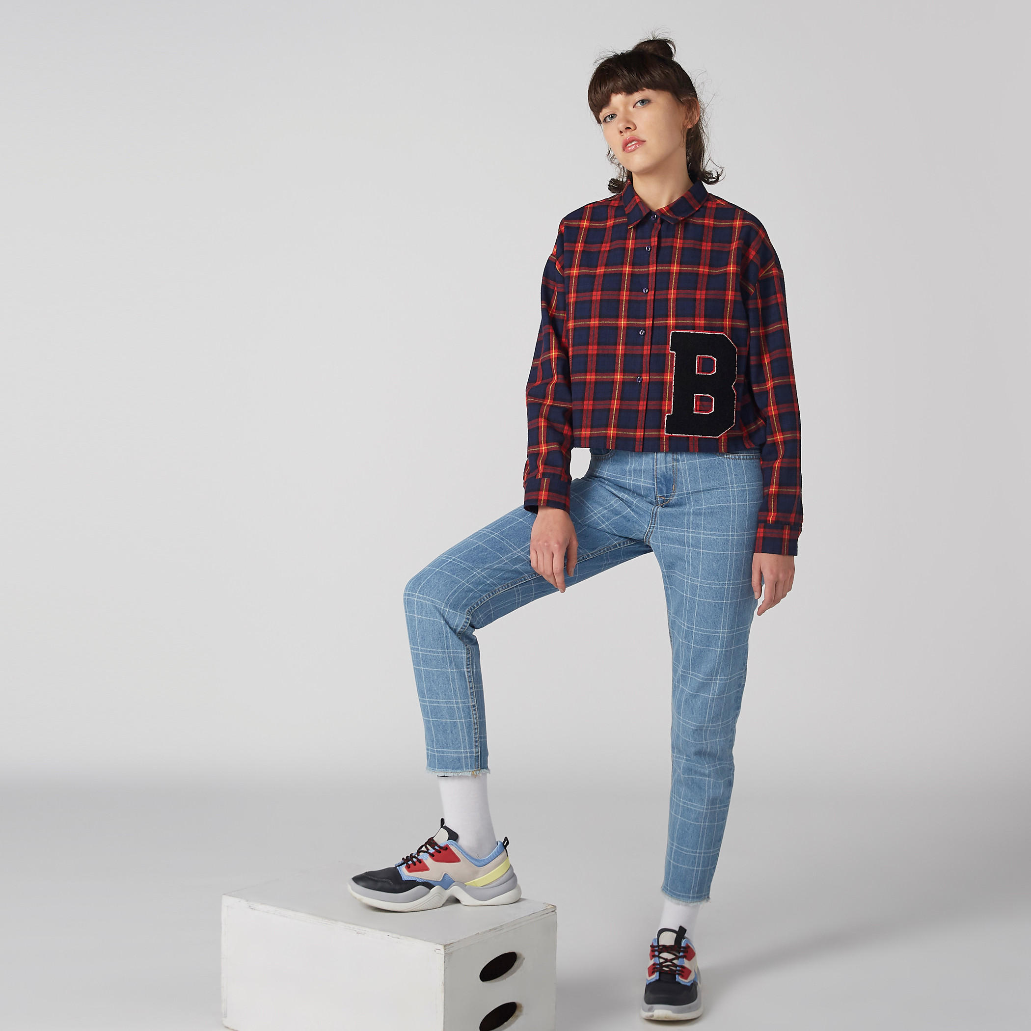 قميص كاروهات أكمام طويلة وأزرار-women-clothing-shirtsandblouses-shirts-image-1