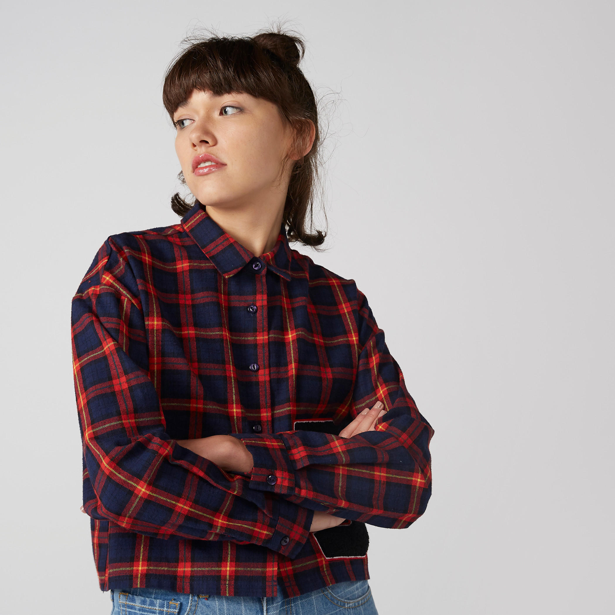 قميص كاروهات أكمام طويلة وأزرار-women-clothing-shirtsandblouses-shirts-image-2