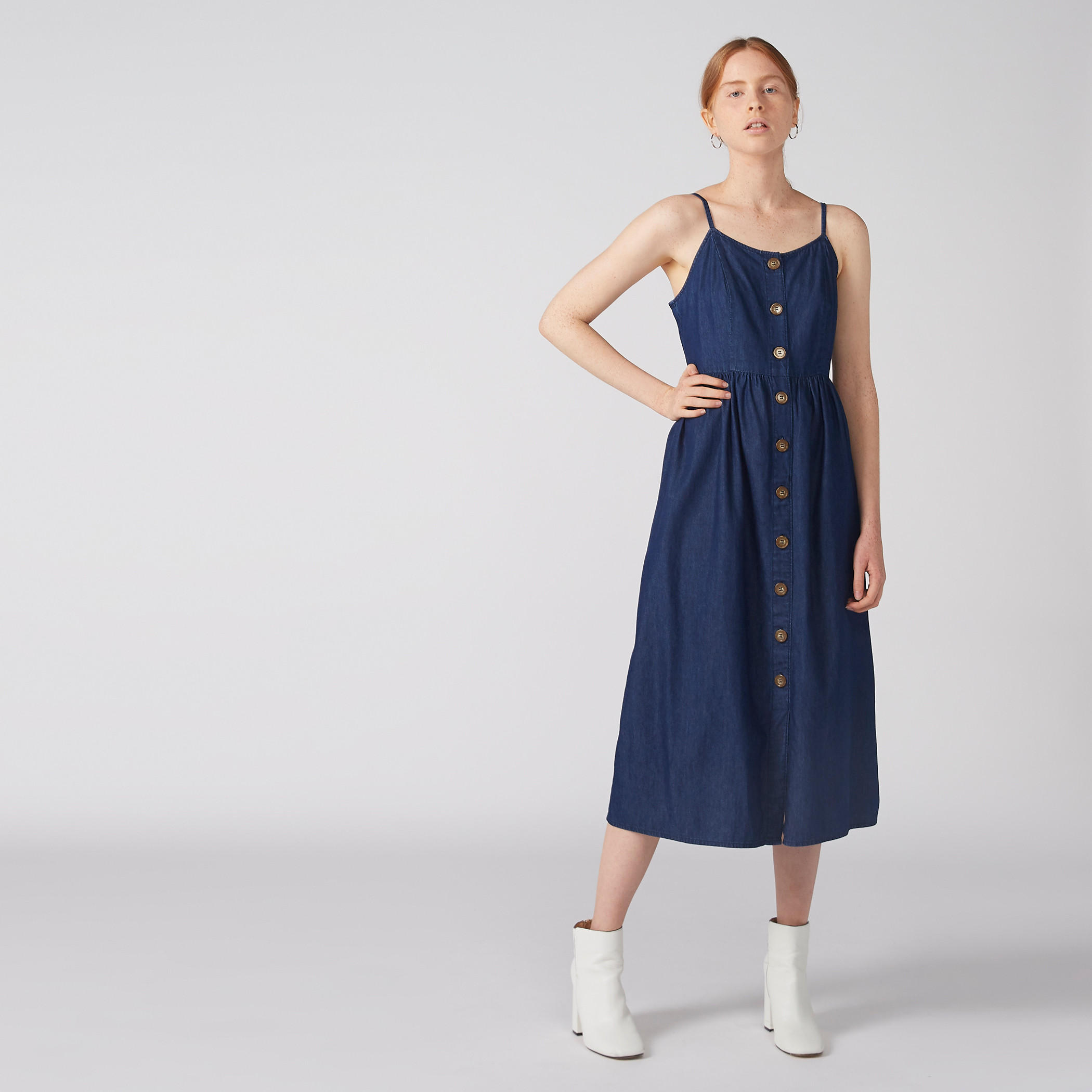 فستان ميدي بزر وحمّالات رفيعة-women-clothing-dresses-image-1