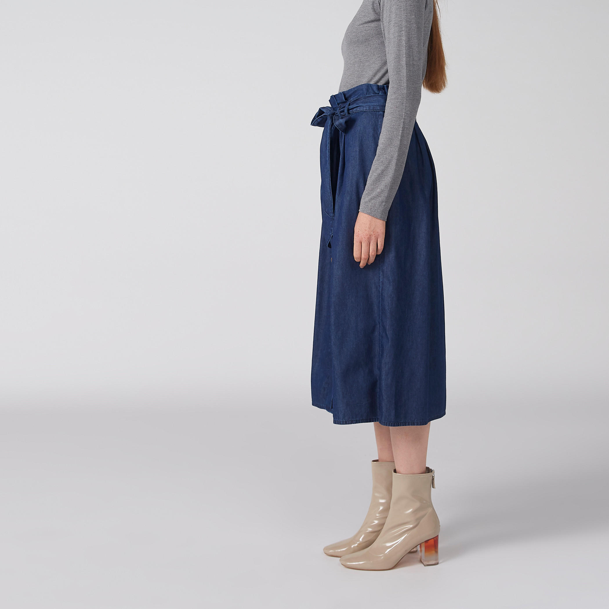 تنورة ميدي آيه لاين بخصر بيبرباج وزر-women-clothing-bottoms-skirts-image-5