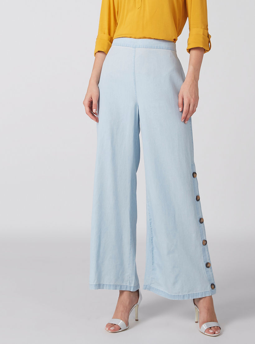 بنطال بالازو بخصر مطاطي وأزرار-women-clothing-bottoms-trousers-image-3
