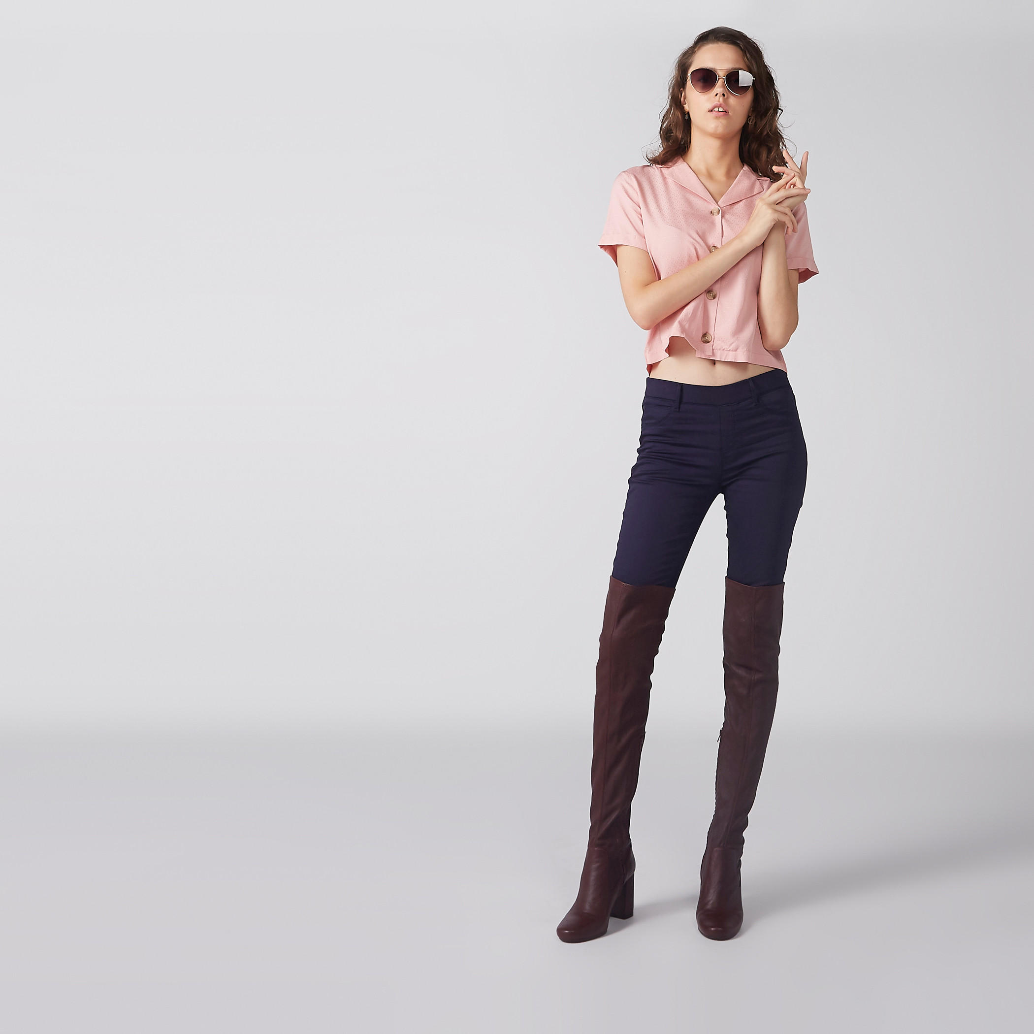 Textured Shirt with Short Sleeves-women-clothing-shirtsandblouses-shirts-image-2