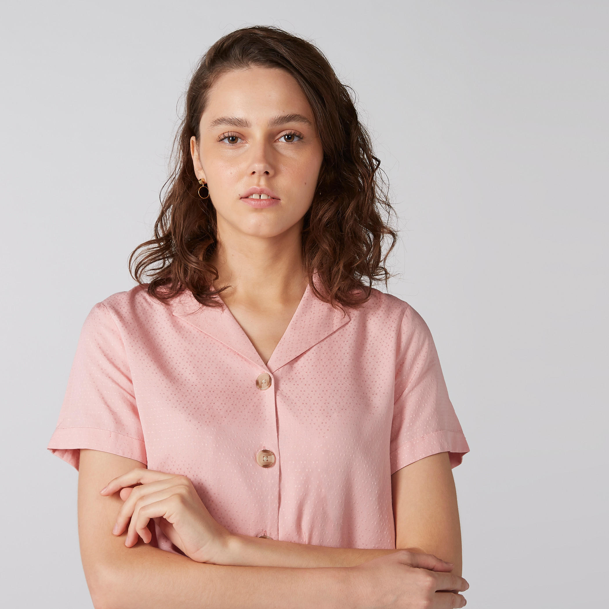 Textured Shirt with Short Sleeves-women-clothing-shirtsandblouses-shirts-image-4