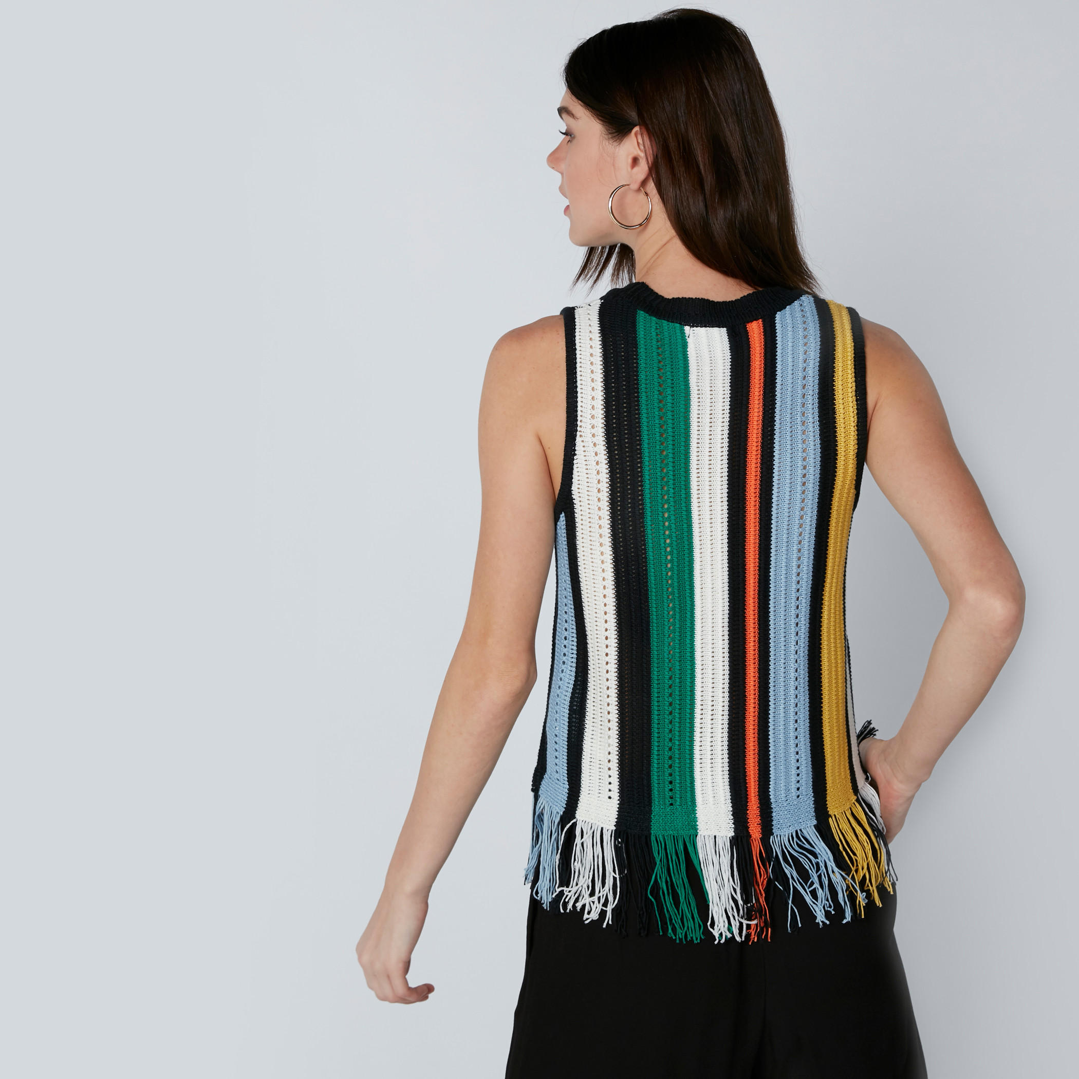 Striped Sleeveless Top with Fringes-women-clothing-shirtsandblouses-blouses-image-2
