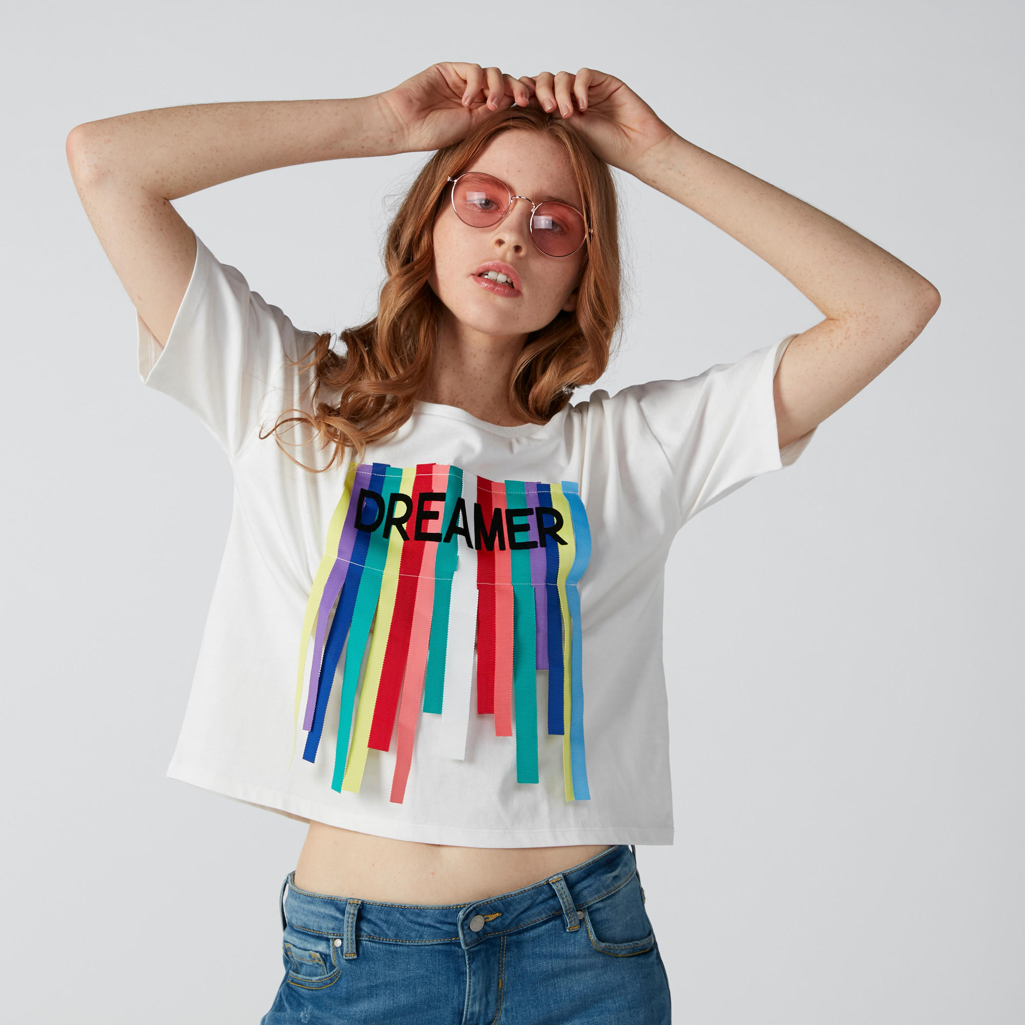 تيشيرت بياقة مستديرة وأكمام قصيرة وطبعات دريمر-women-clothing-tshirts-image-4