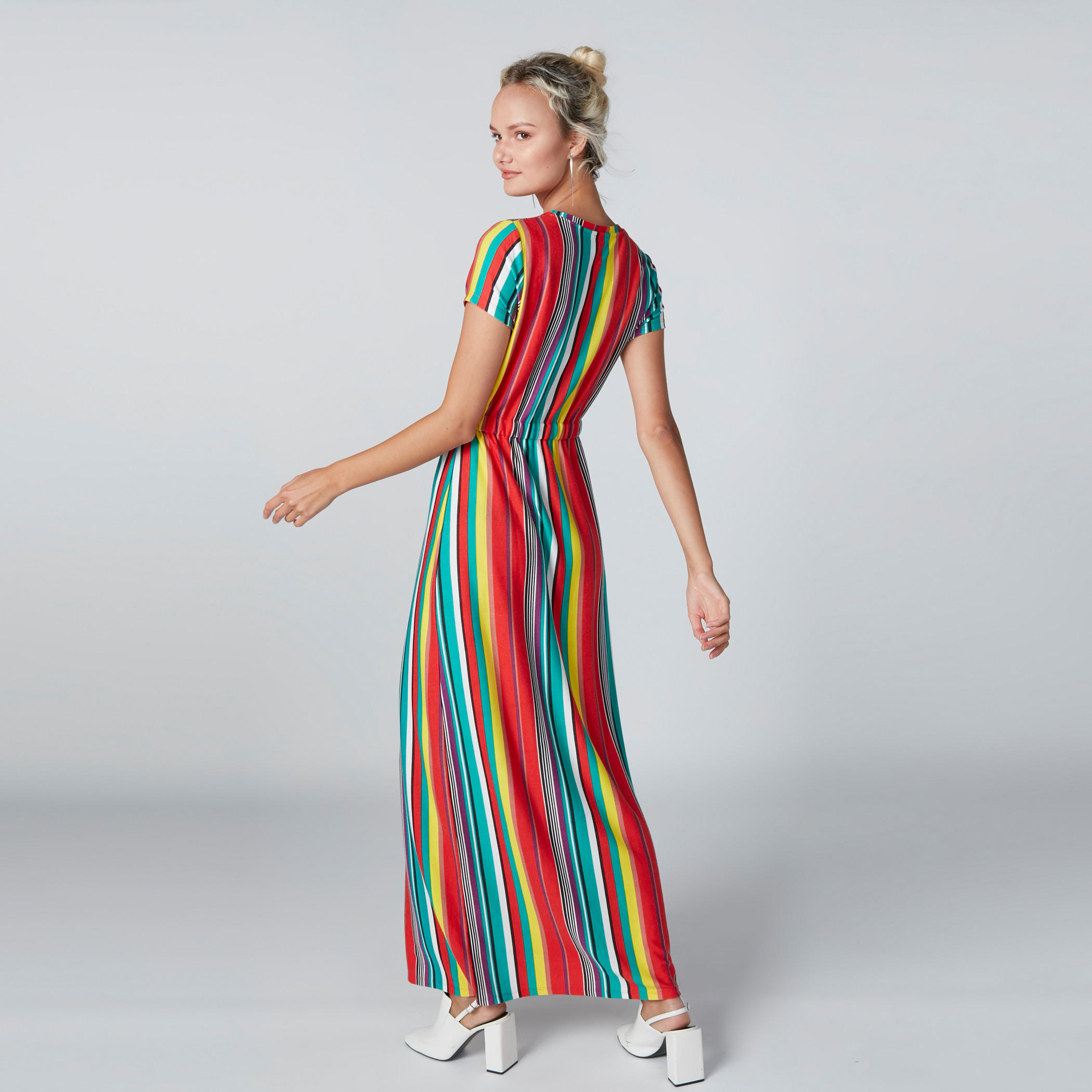 فستان ماكسي مقلّم بأكمام قصيرة-women-clothing-dresses-image-1
