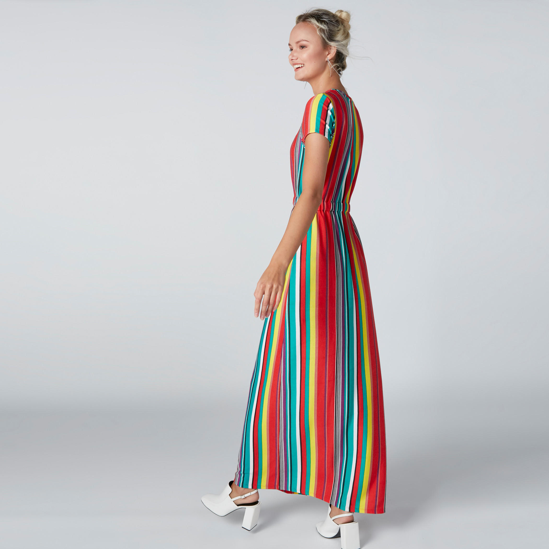 فستان ماكسي مقلّم بأكمام قصيرة-women-clothing-dresses-image-3