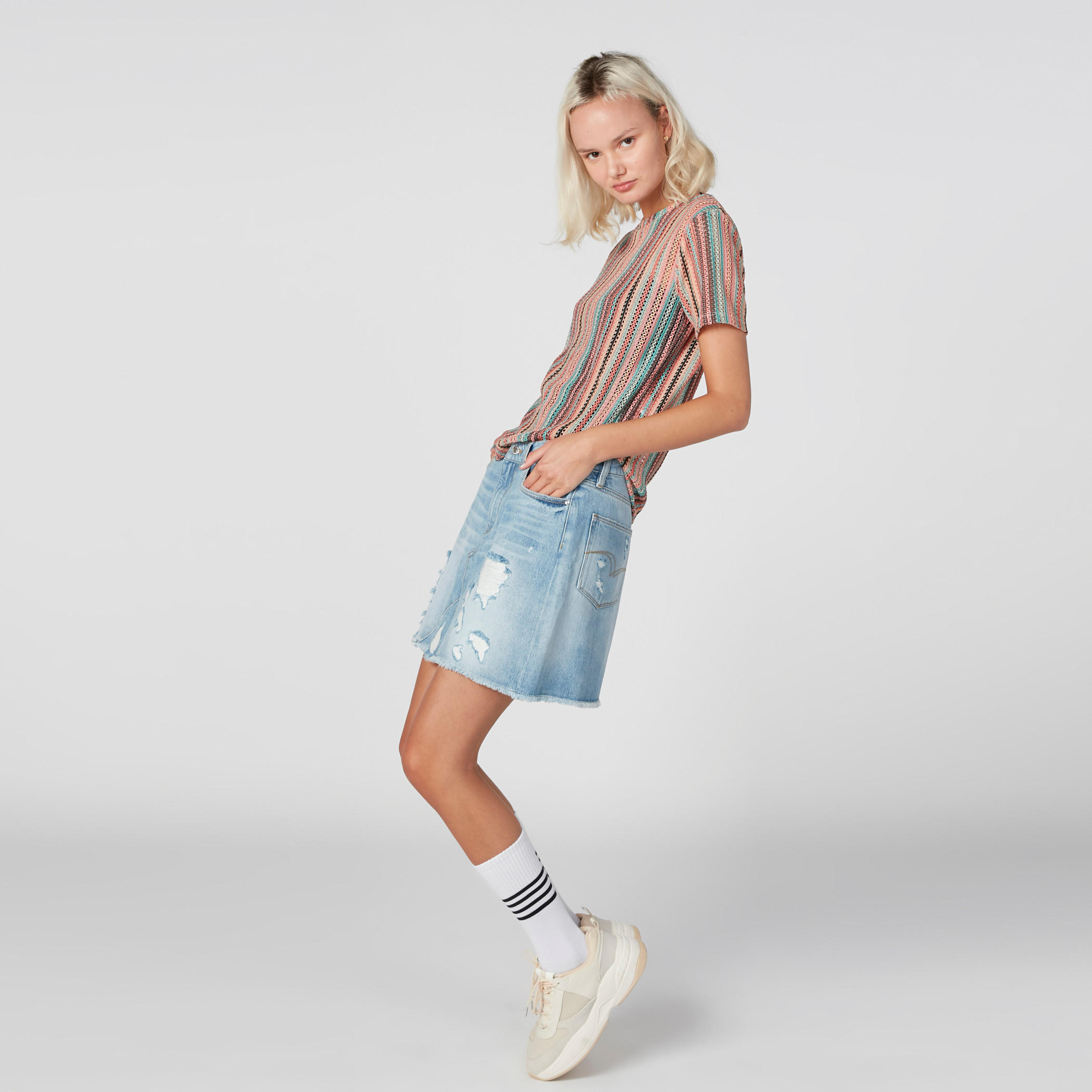 Textured T-Shirt in Regular Fit with Round Neck and Short Sleeves-women-clothing-shirtsandblouses-shirts-image-2