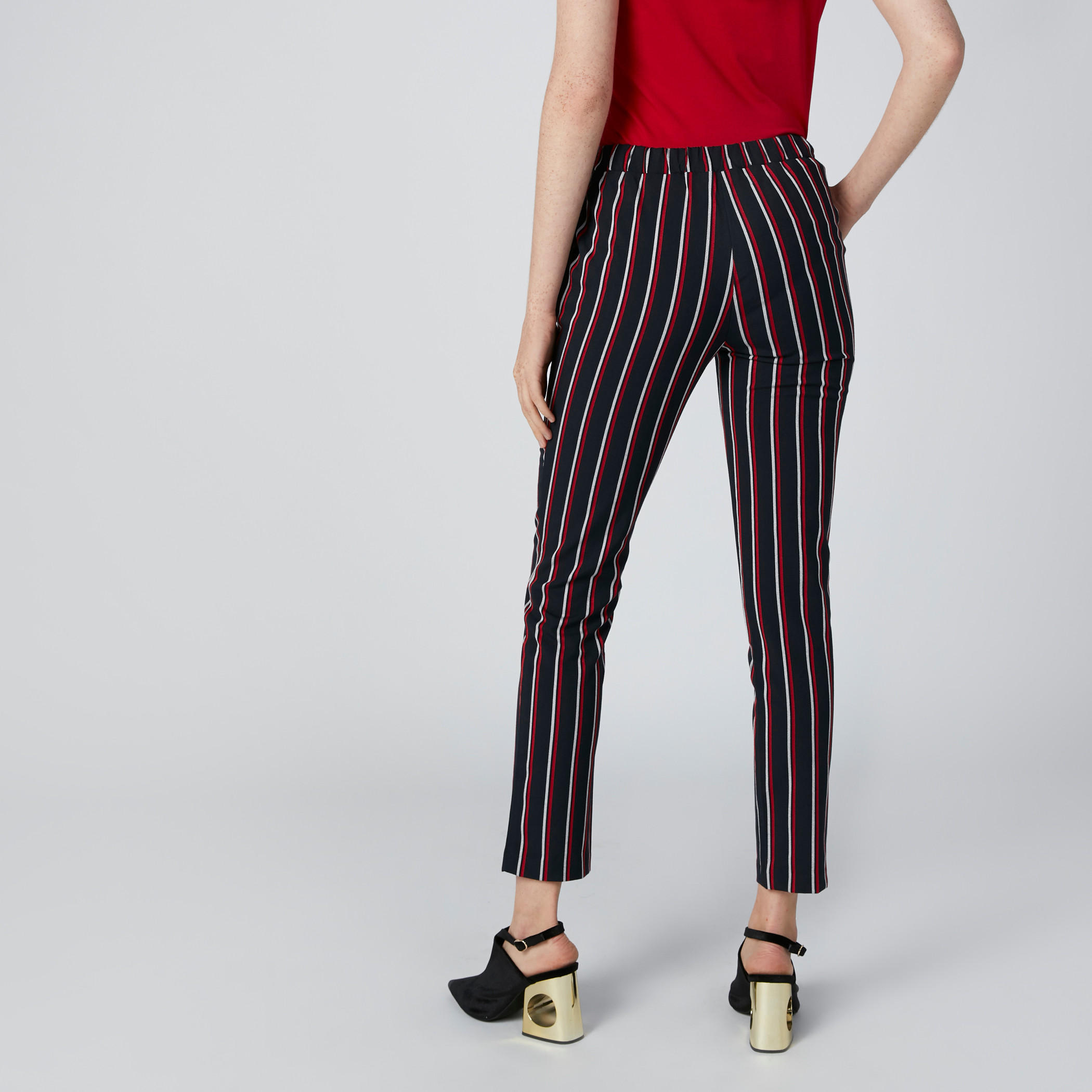 Striped Mid-Rise Trousers with Elasticised Waistband and Pocket Detail-women-clothing-bottoms-trousers-image-2