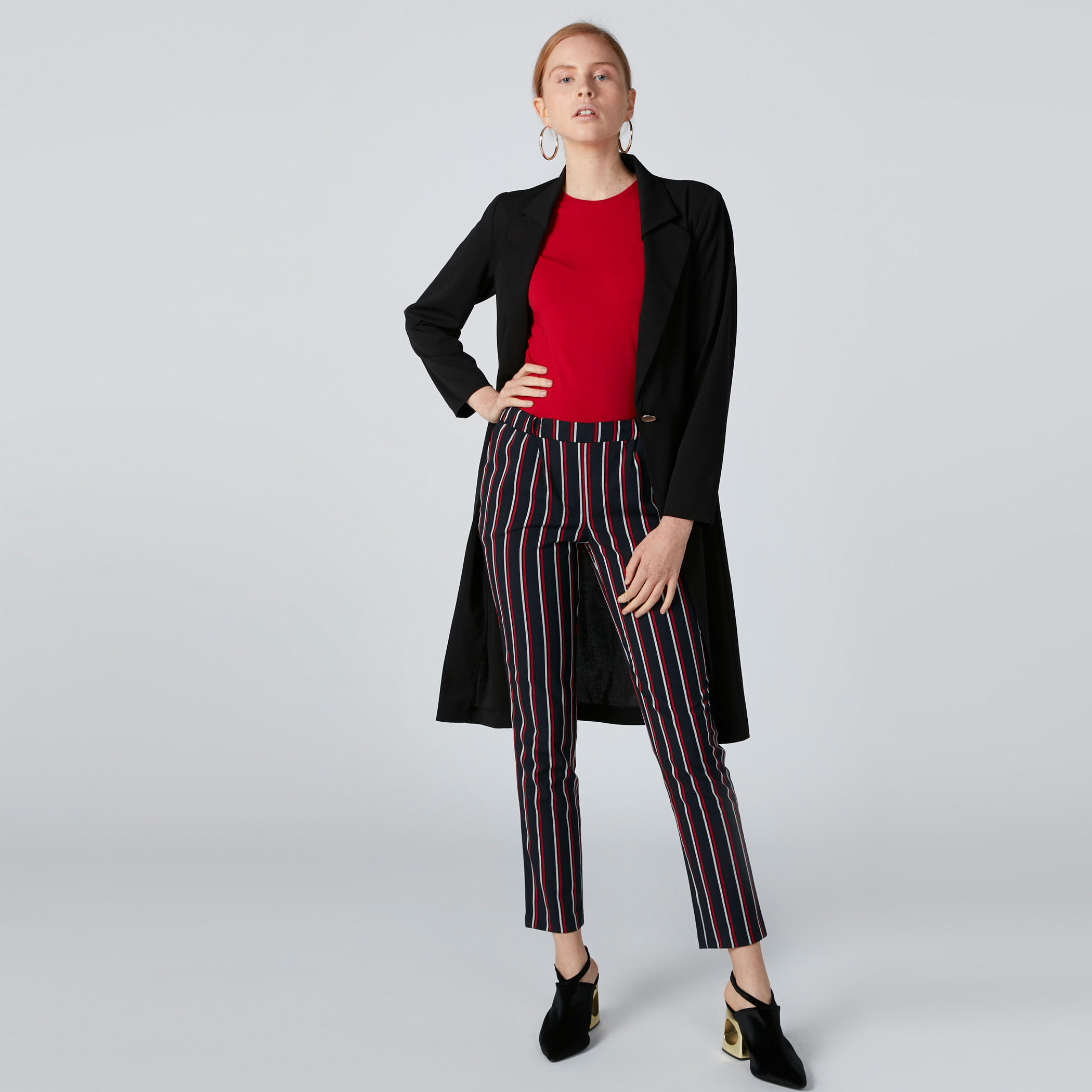 Striped Mid-Rise Trousers with Elasticised Waistband and Pocket Detail-women-clothing-bottoms-trousers-image-3