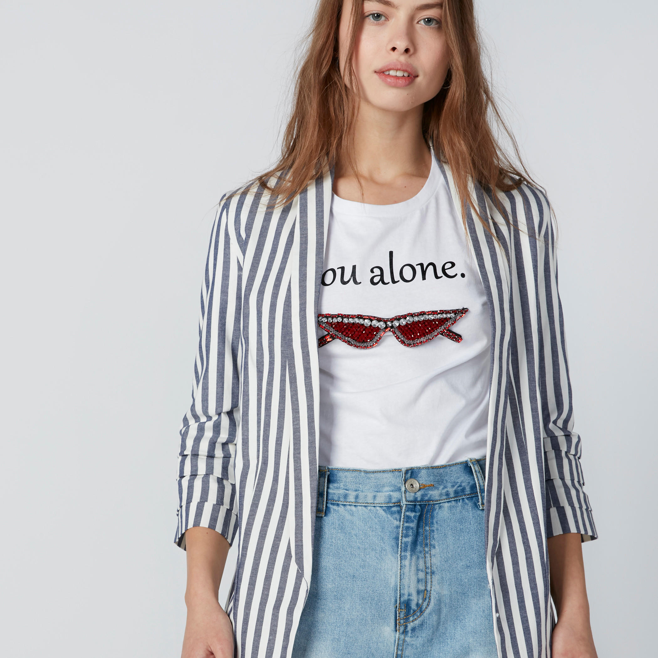 Striped Open Front Blazer with Layered Sleeves-women-clothing-coatsandjackets-blazers-image-5