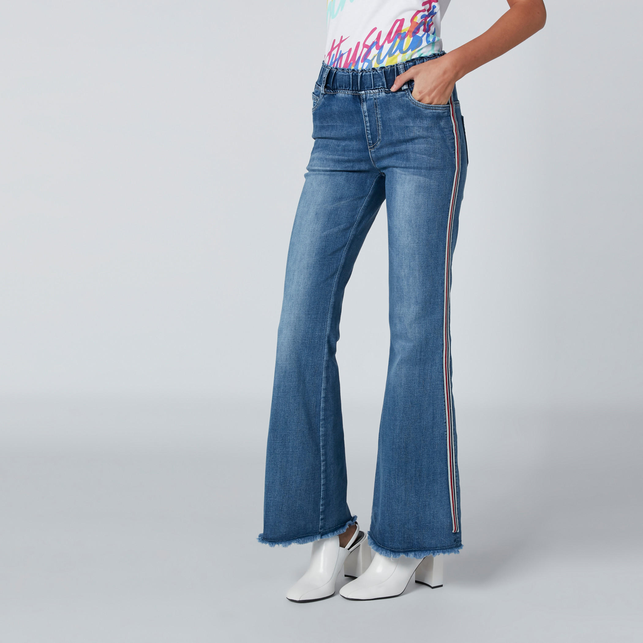 Side Tape Detail Jeans with Pocket Detail and Elasticised Waistband-women-clothing-bottoms-jeans-image-3