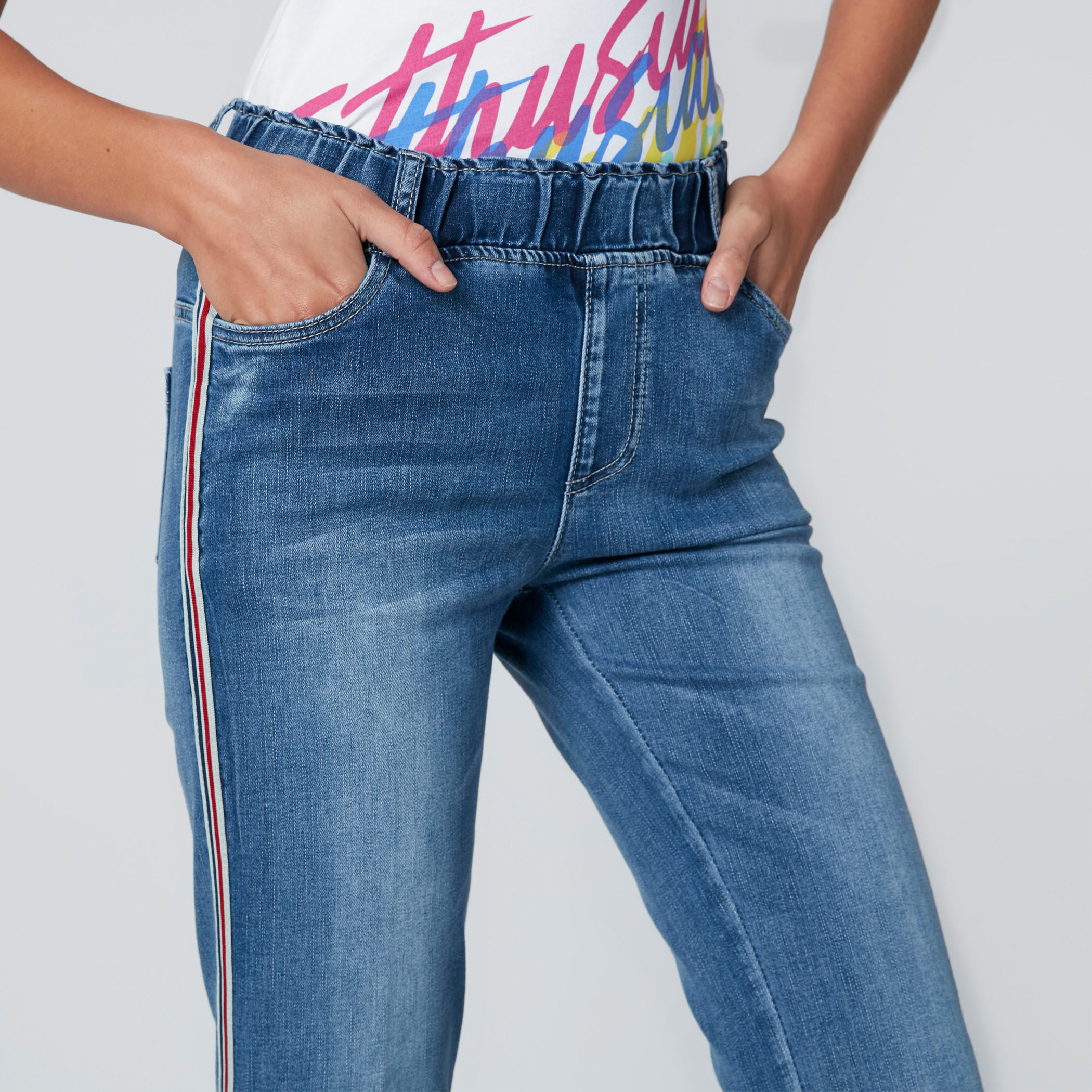 Side Tape Detail Jeans with Pocket Detail and Elasticised Waistband-women-clothing-bottoms-jeans-image-4