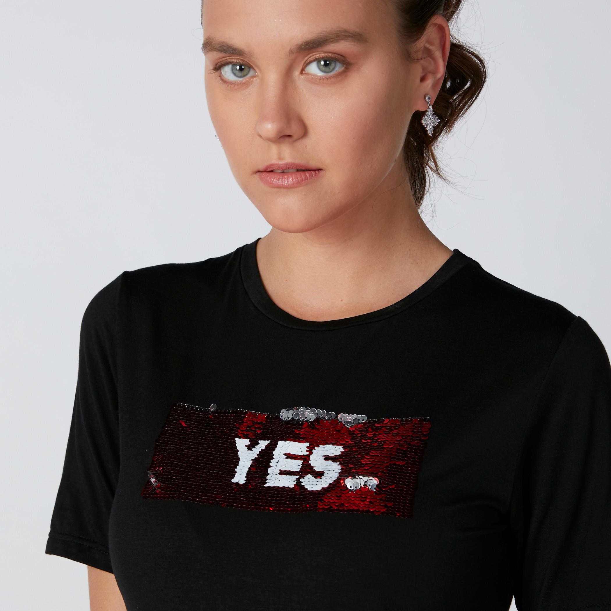 Sequin Detail T-Shirt with Short Sleeves-women-clothing-tshirts-image-1