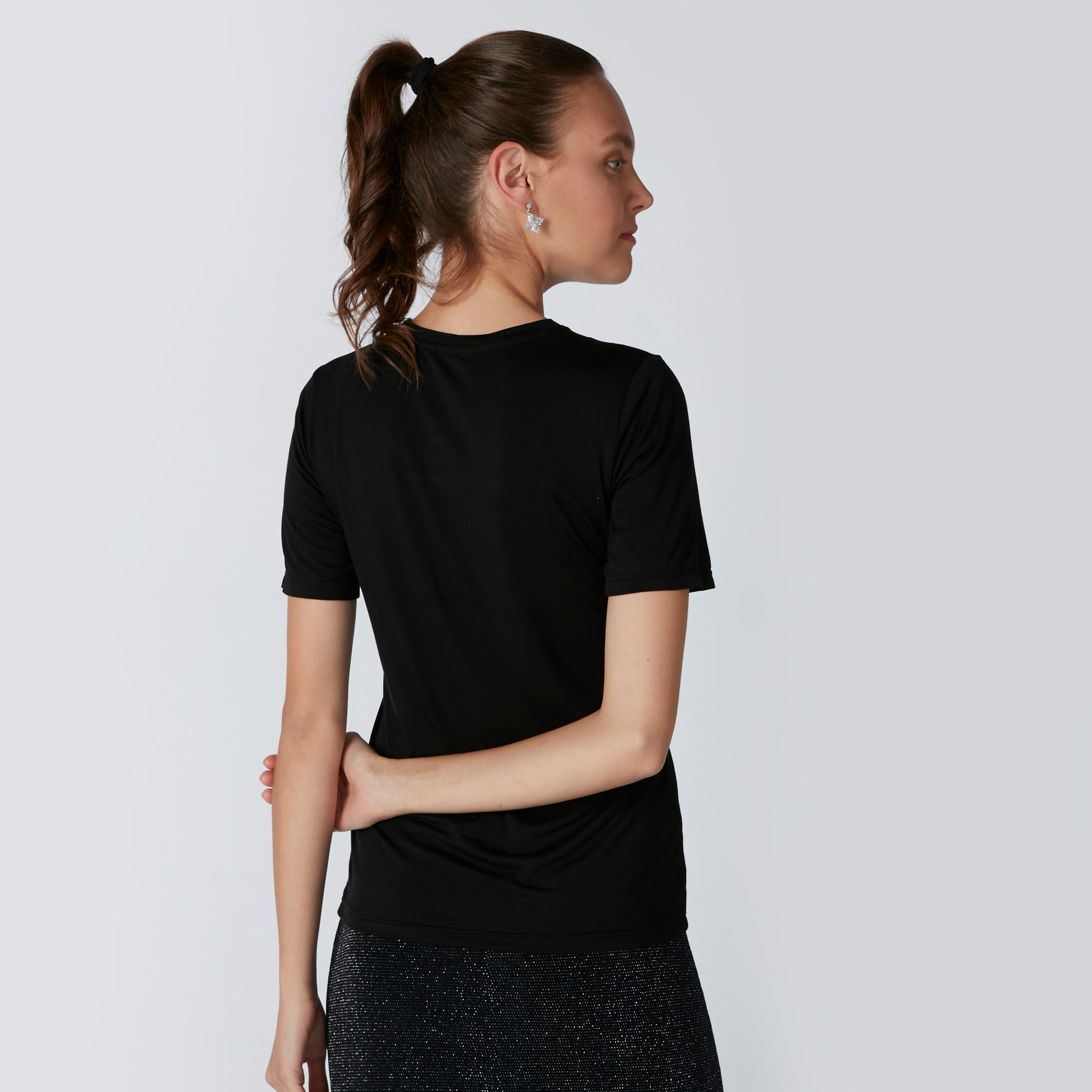 Sequin Detail T-Shirt with Short Sleeves-women-clothing-tshirts-image-2