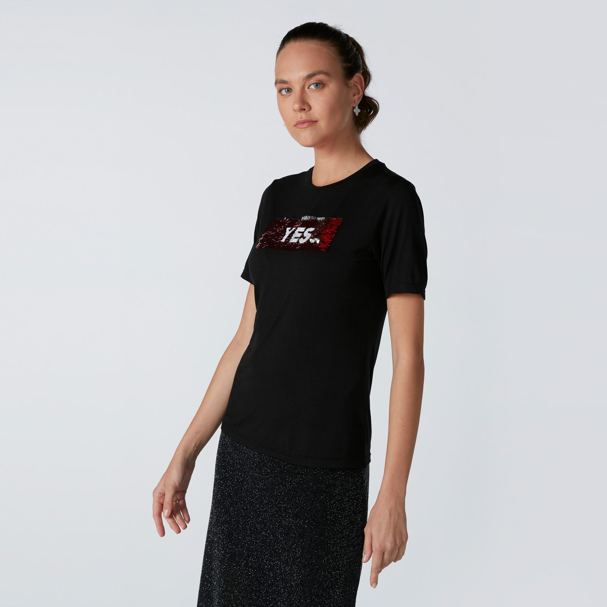 Sequin Detail T-Shirt with Short Sleeves-women-clothing-tshirts-image-4