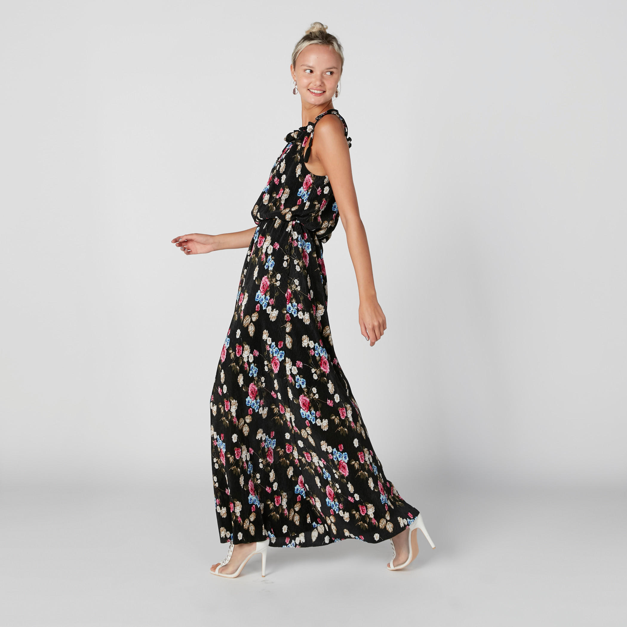فستان طويل إيه لاين بأربطة وطبعات زهرية-women-clothing-dresses-image-1