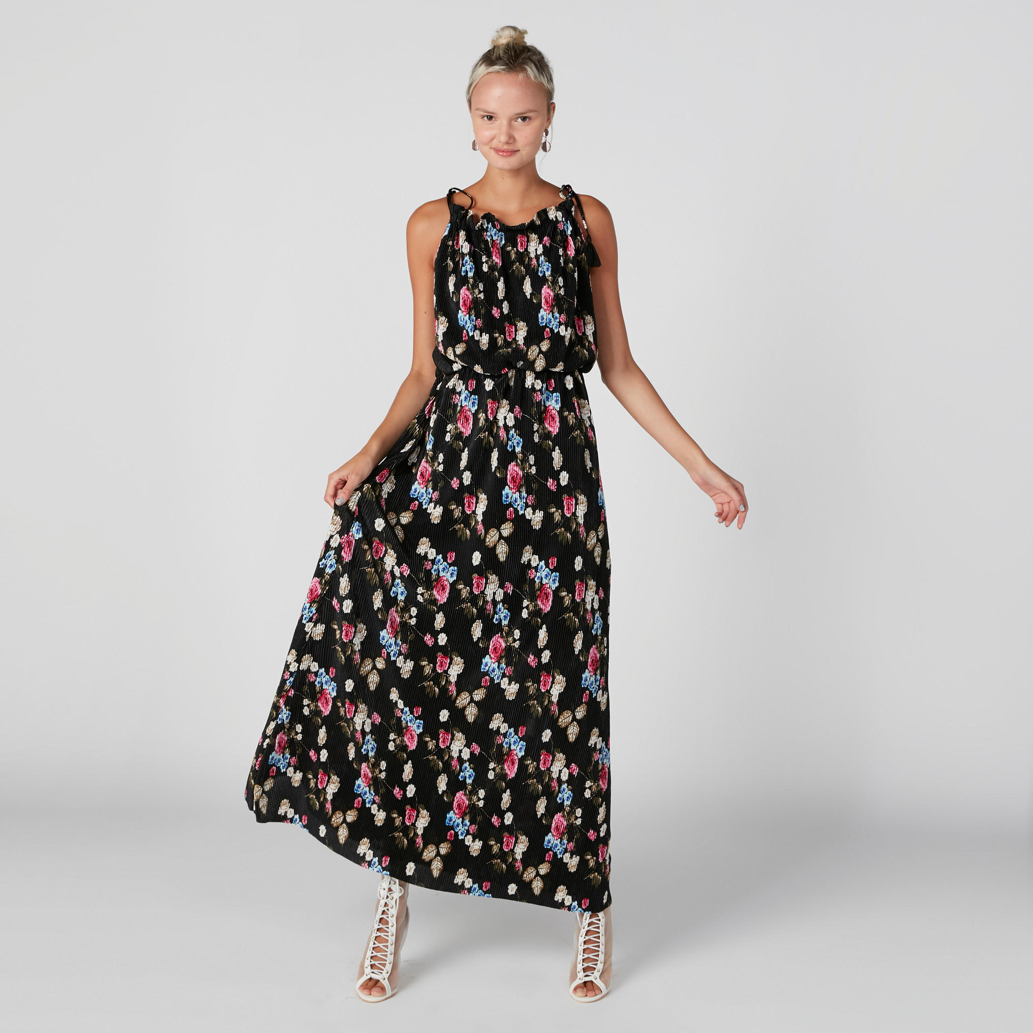 فستان طويل إيه لاين بأربطة وطبعات زهرية-women-clothing-dresses-image-3